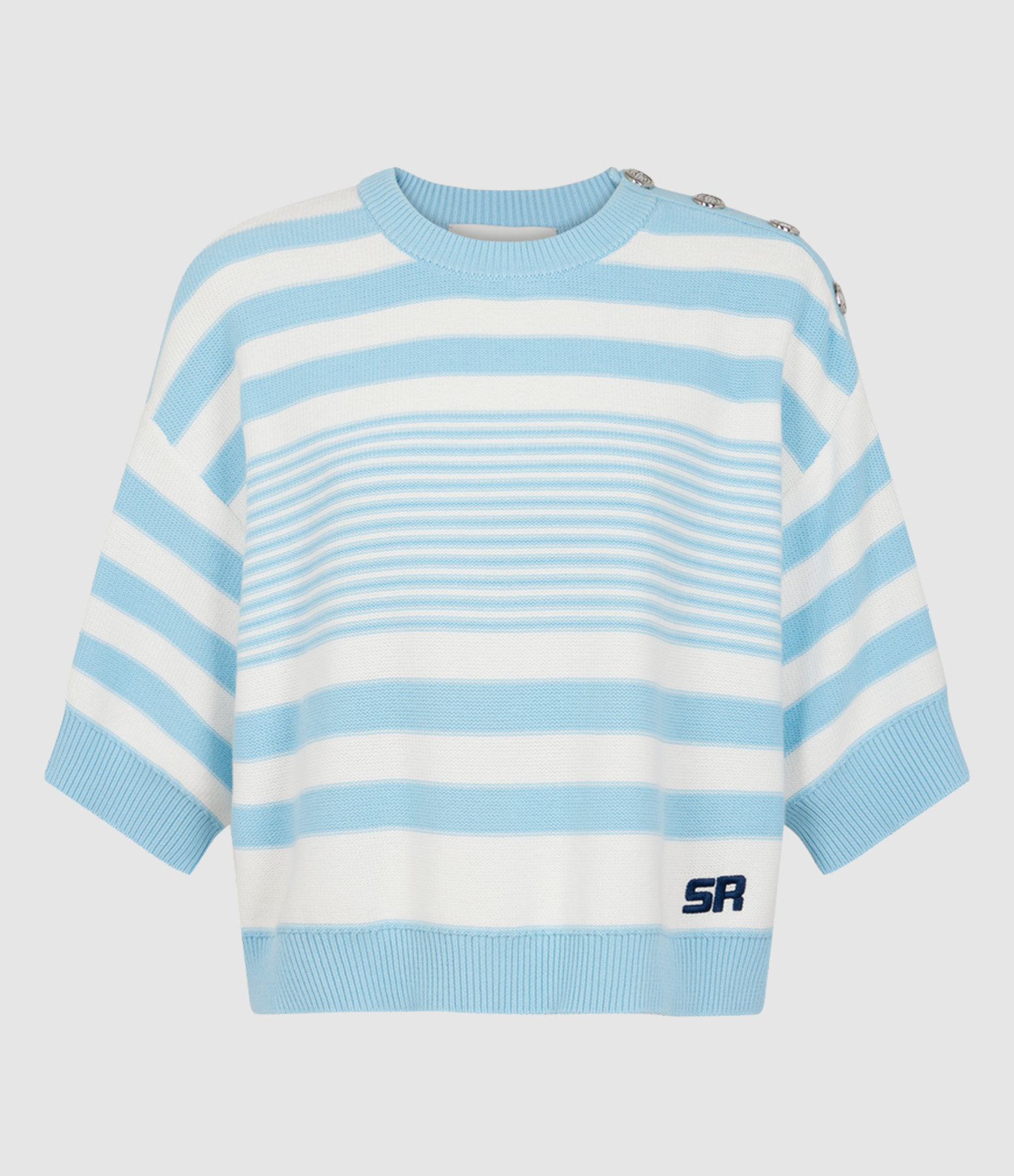 Pull Manches Courtes Rayures Bleu/Blanc
