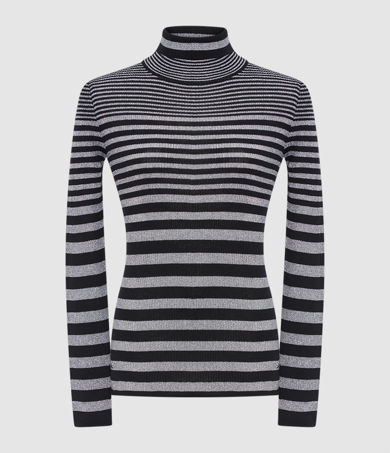 Pull Rayures Noir Argent
