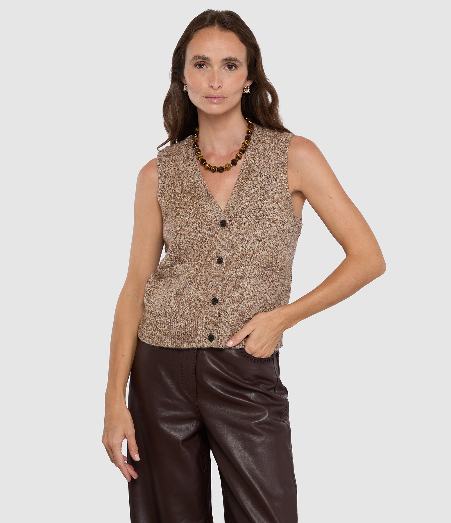 Gilet Kasmir Brown Melange
