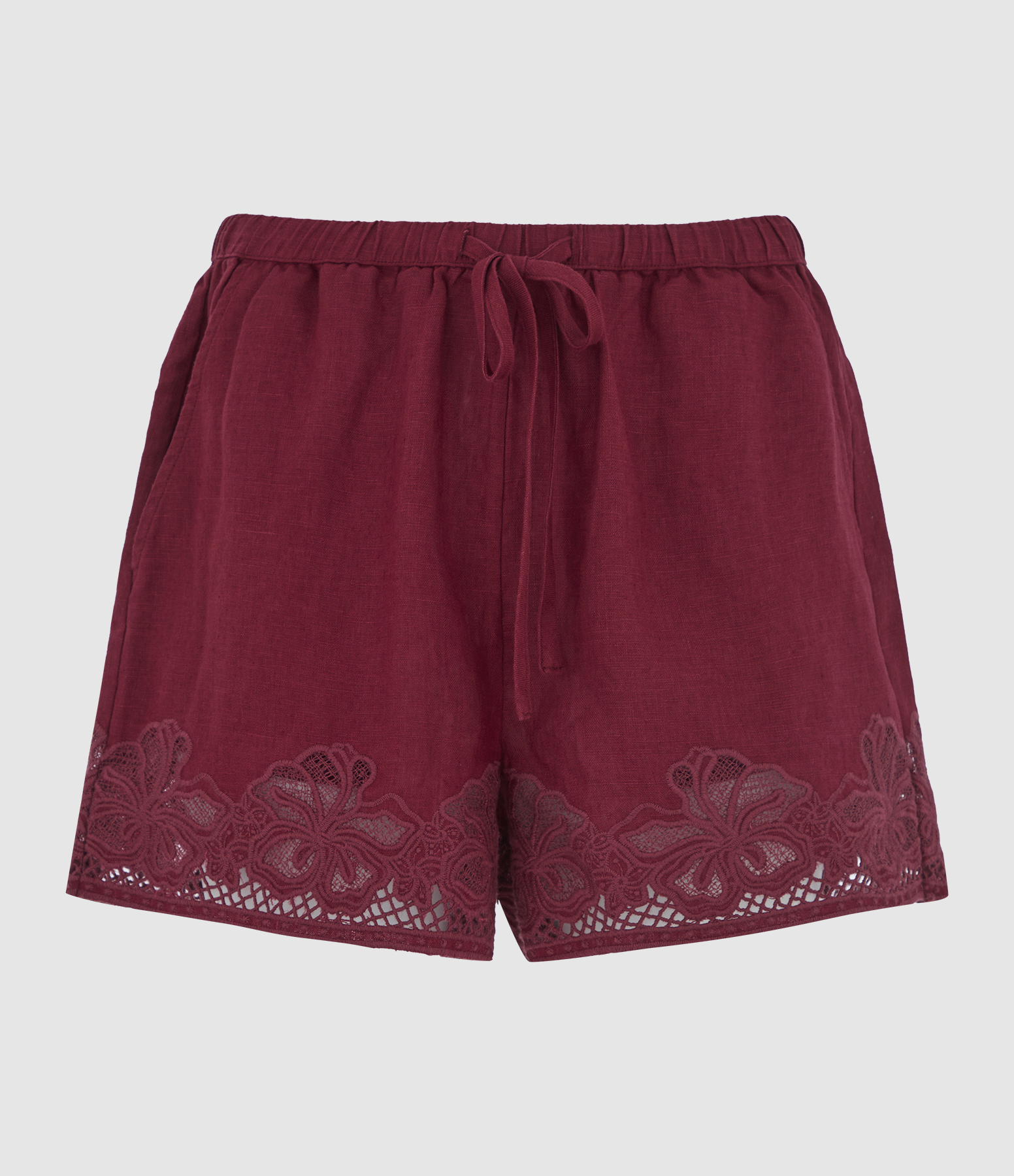 Short Jenner Berry Hibiscus Embroidery