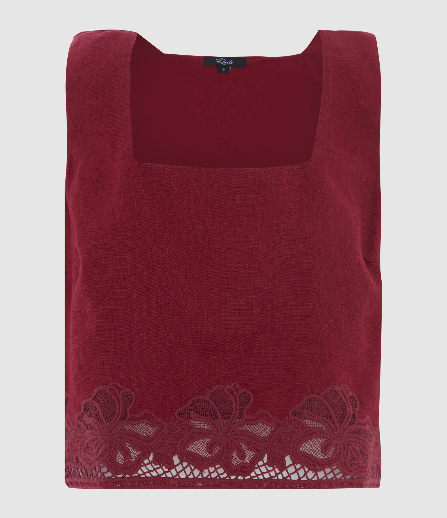 Top Akira Berry Hibiscus Embroidery