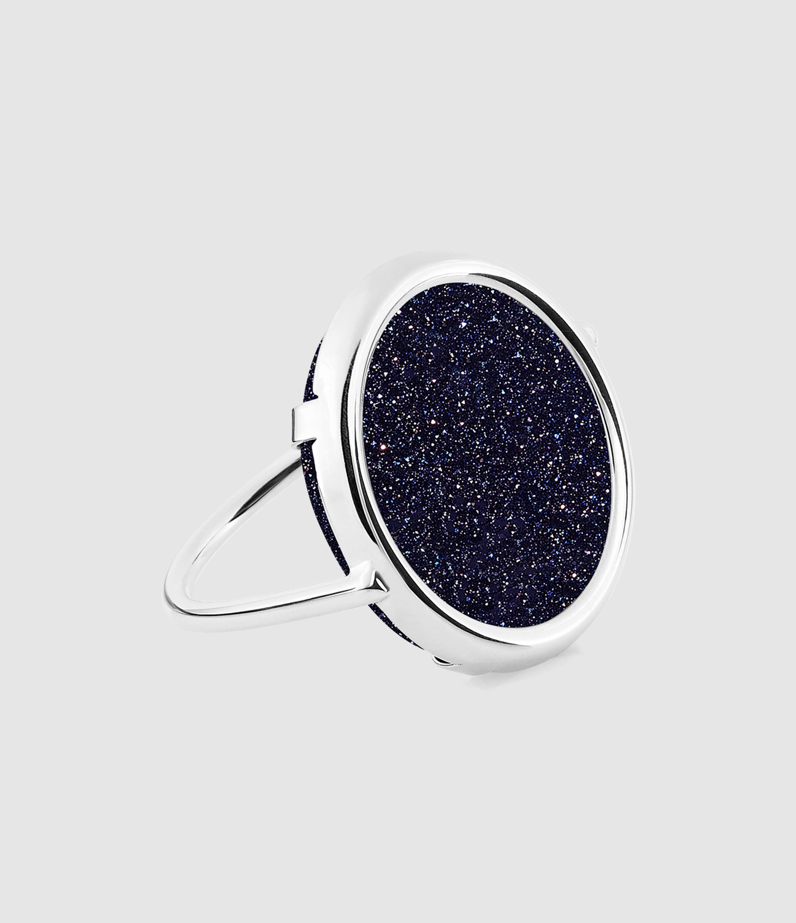 Bague Disc Blue Sandstone Or Blanc