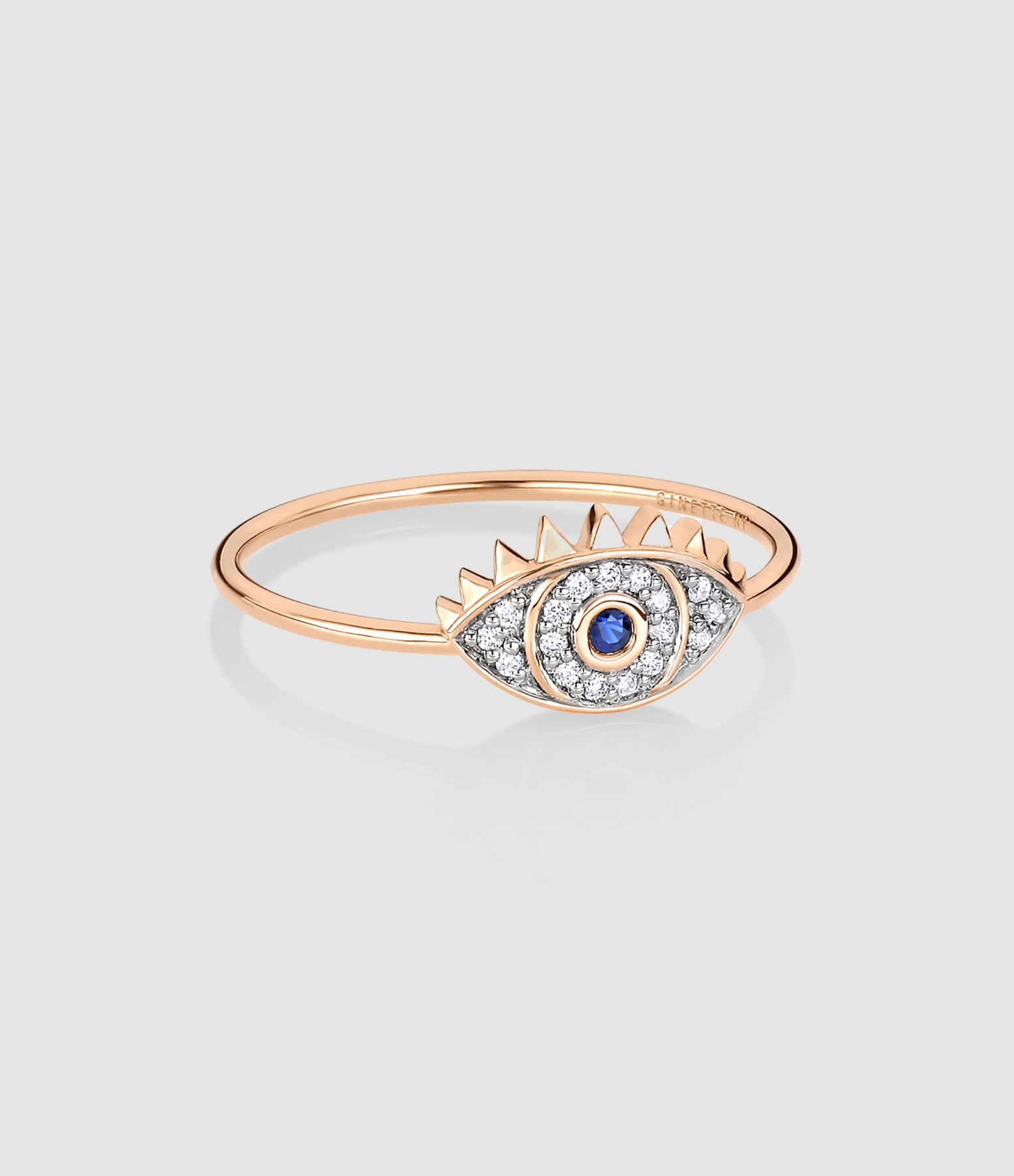 Bague Ajna Saphir Diamants Or Rose