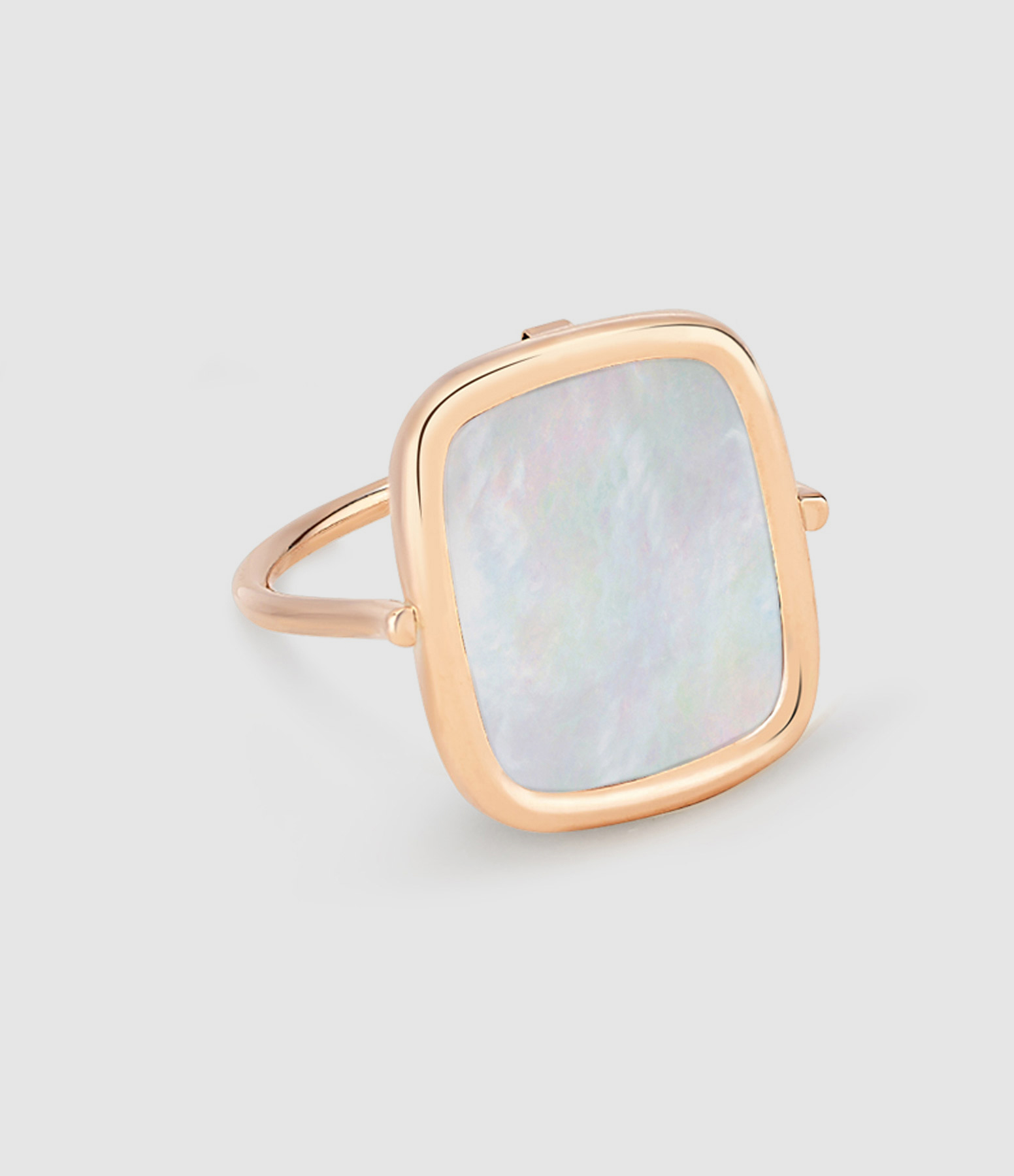 Bague Antique Nacre Blanche Or Rose