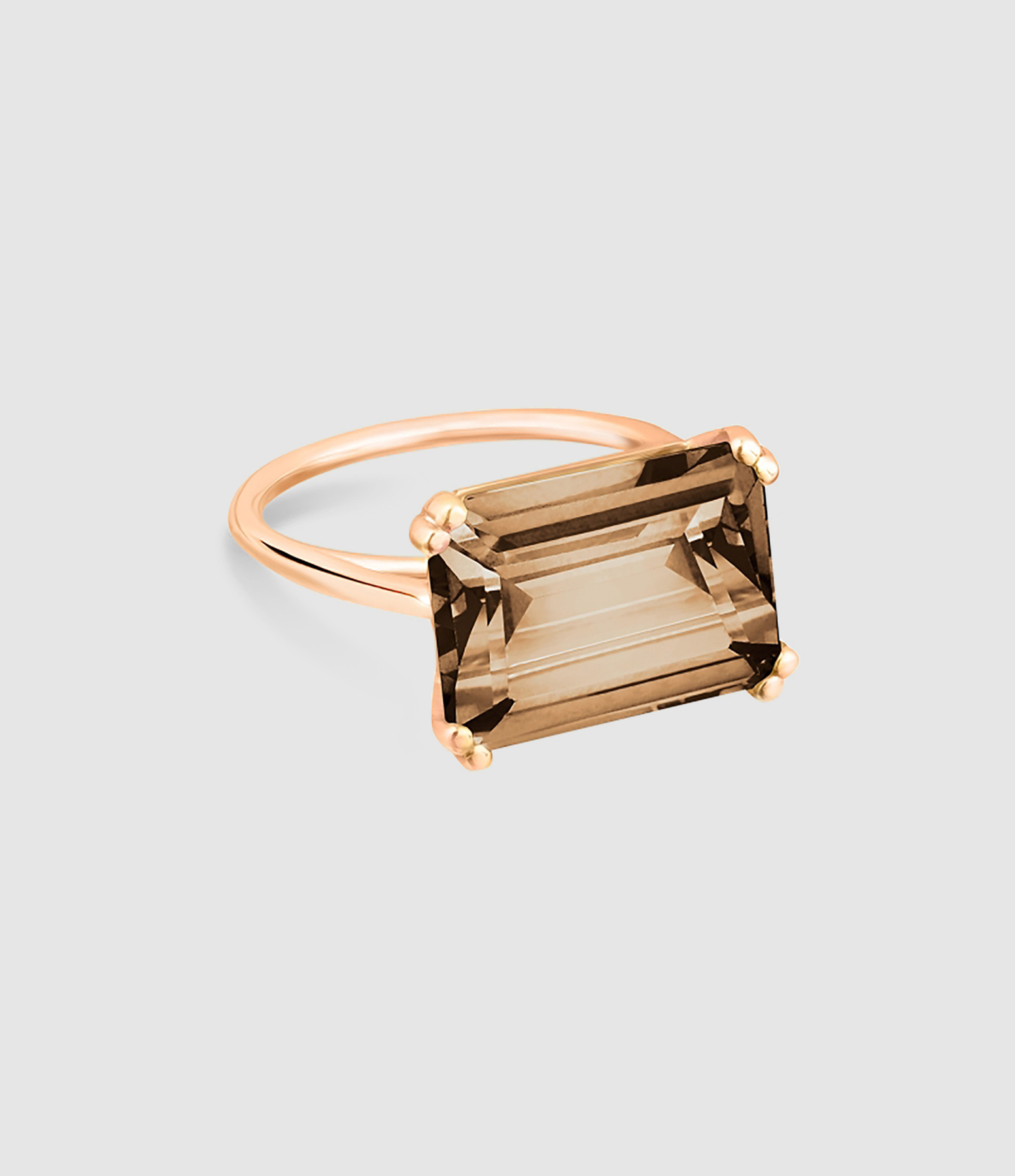 Bague Cocktail Horizontal Quartz Fumé