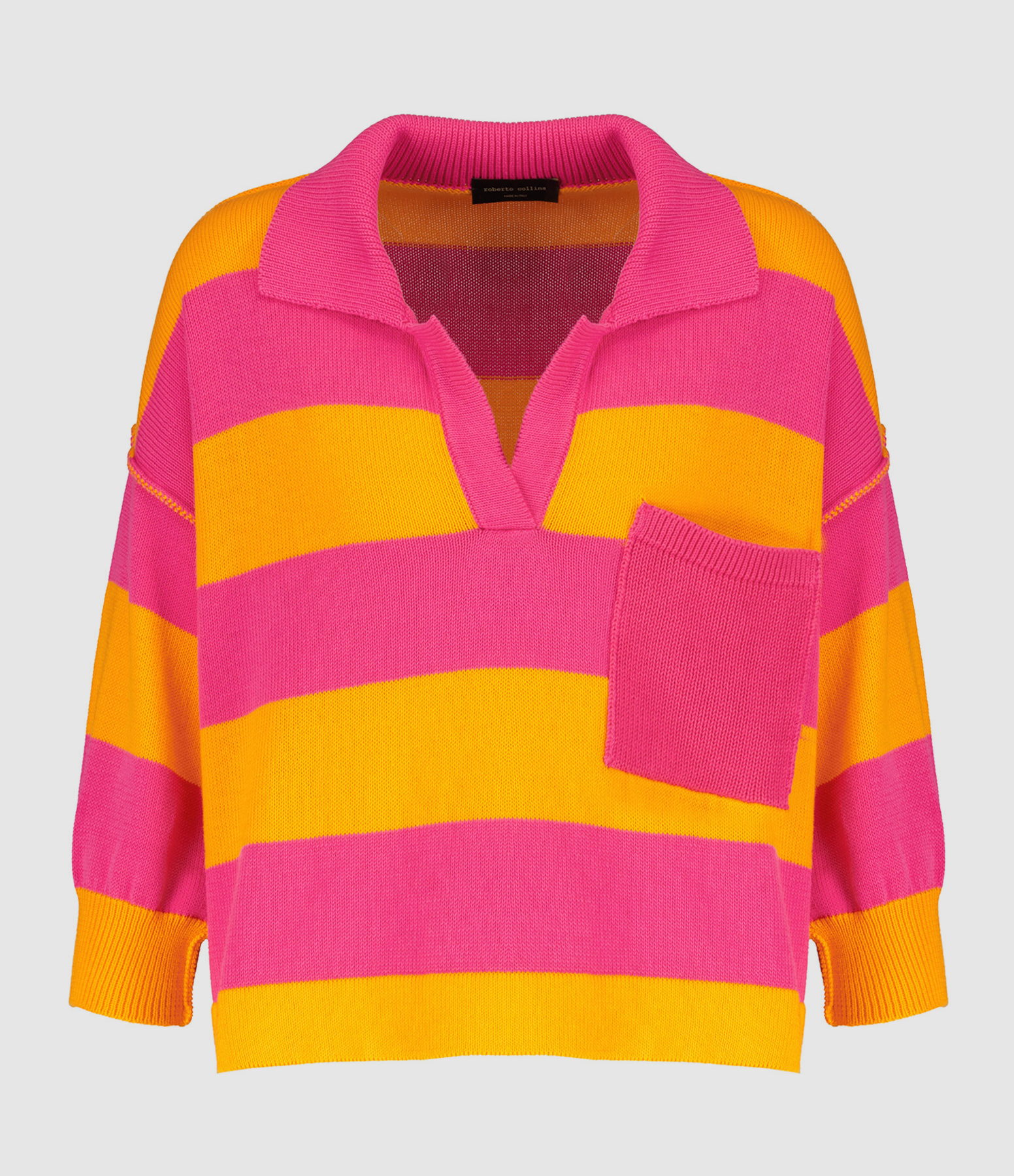 Polo Rayures Coton Fuschia Orange