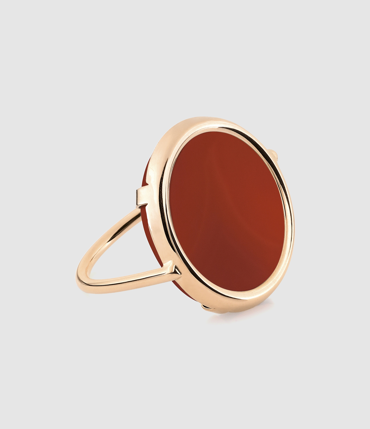 Bague Disc Agate Rouge Or Rose
