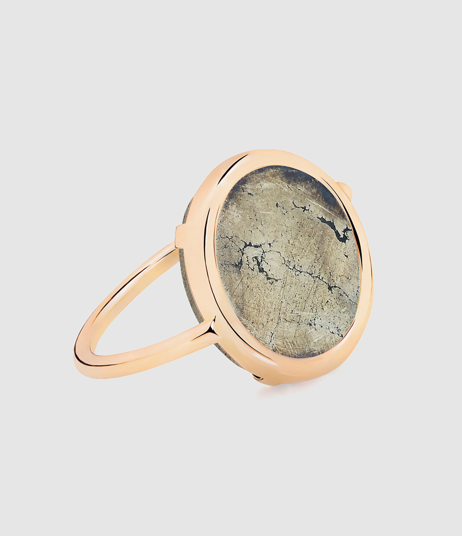 Bague Baby Disc Pyrite Or Rose