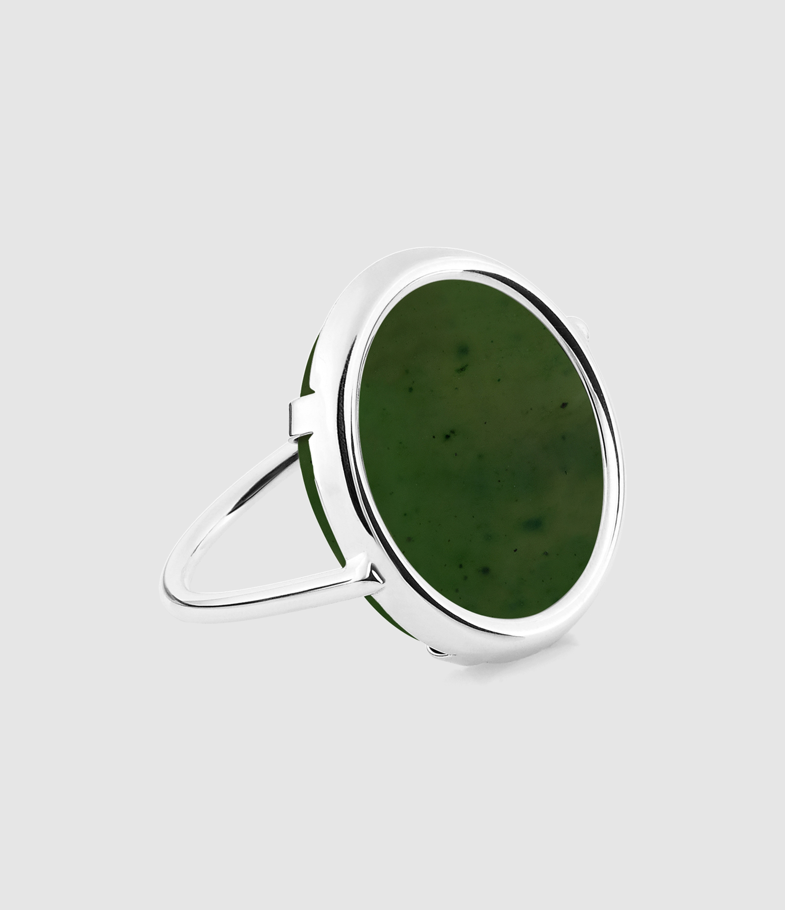 Bague Disc Jade Or Blanc