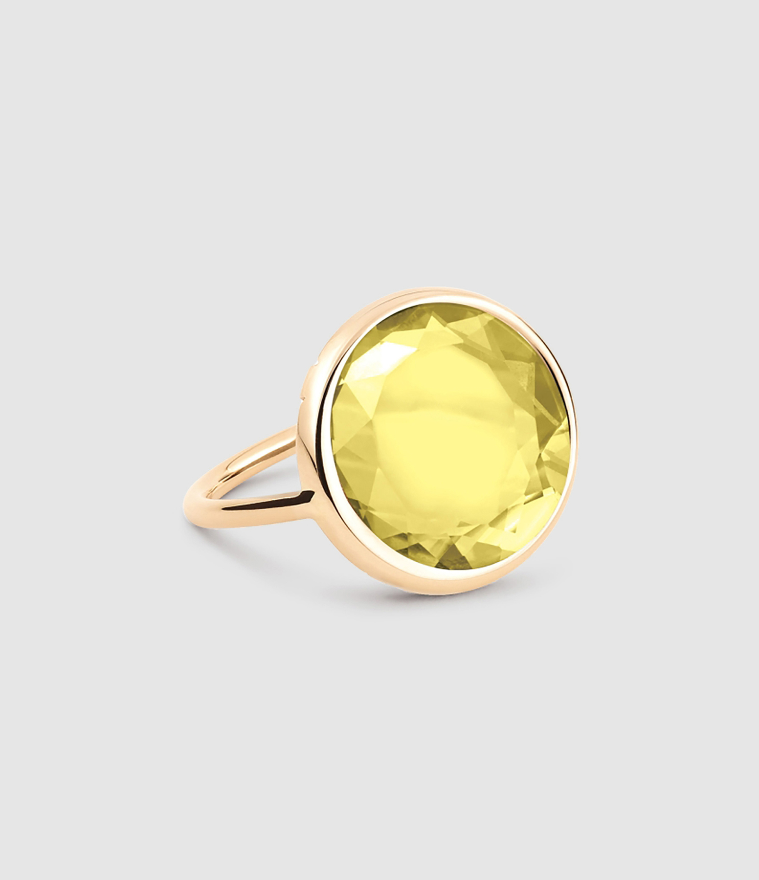 Bague Baby Disc Quartz Citron Or Rose