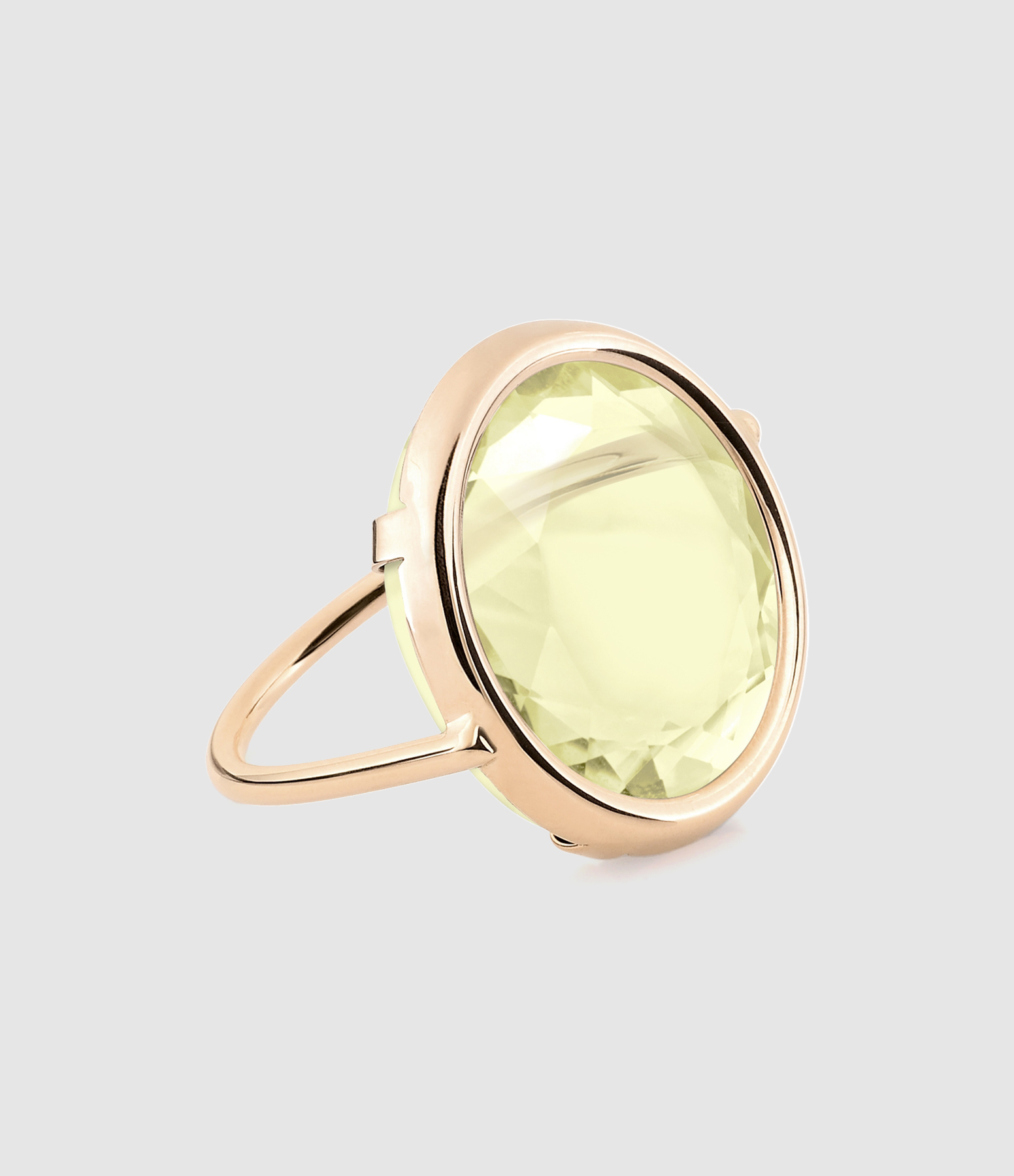 Bague Disc Quartz Citron Or Rose