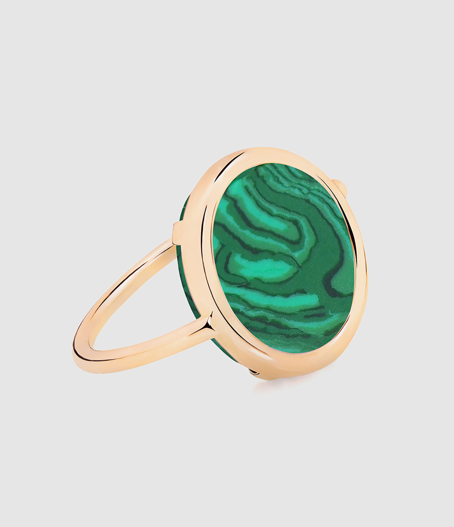 Bague Baby Disc Malachite Or Rose