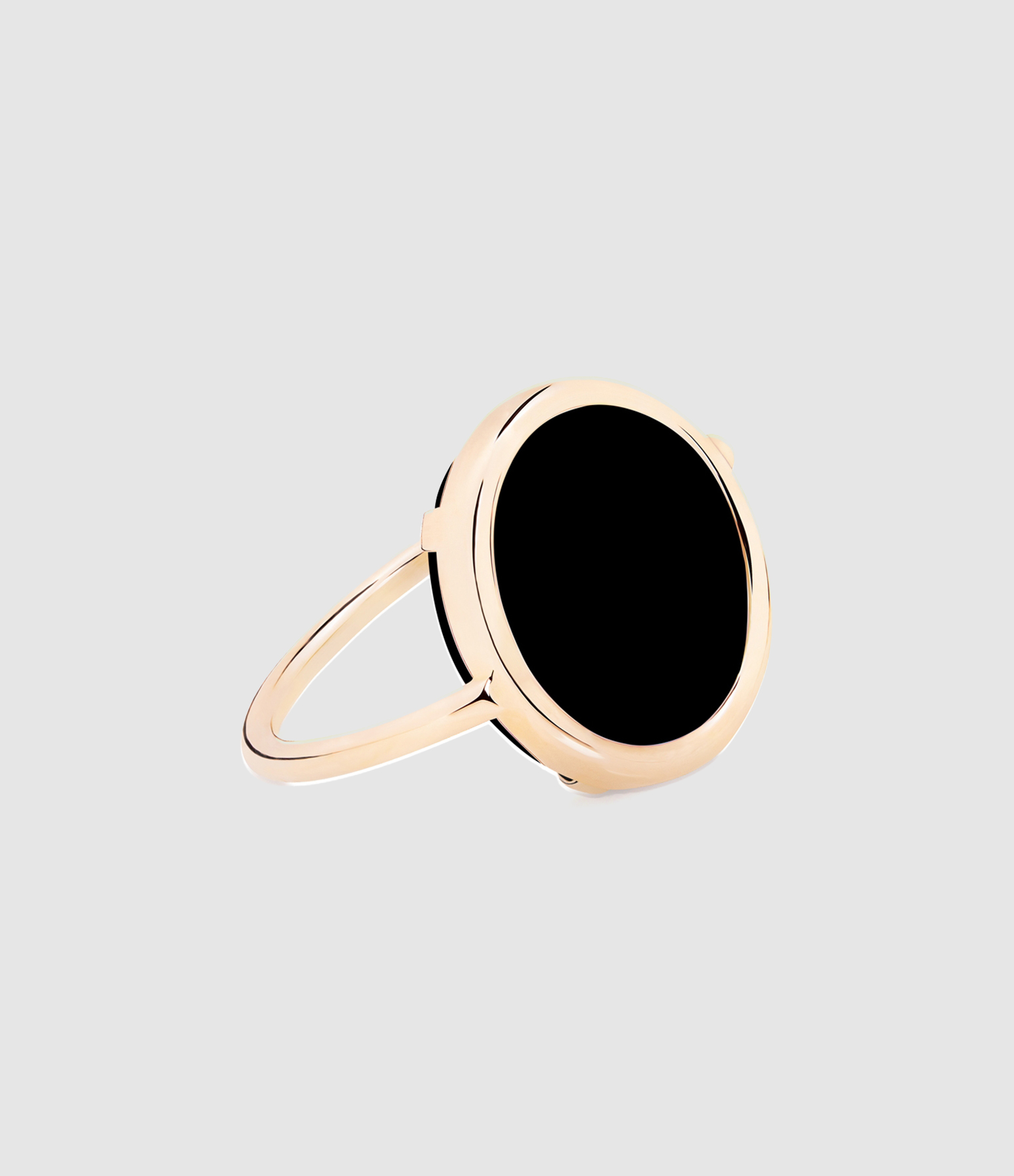 Bague Baby Disc Onyx Or Rose