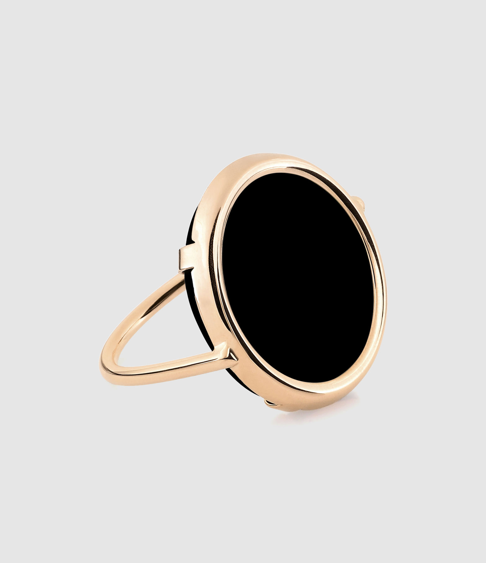 Bague Disc Onyx Or Rose