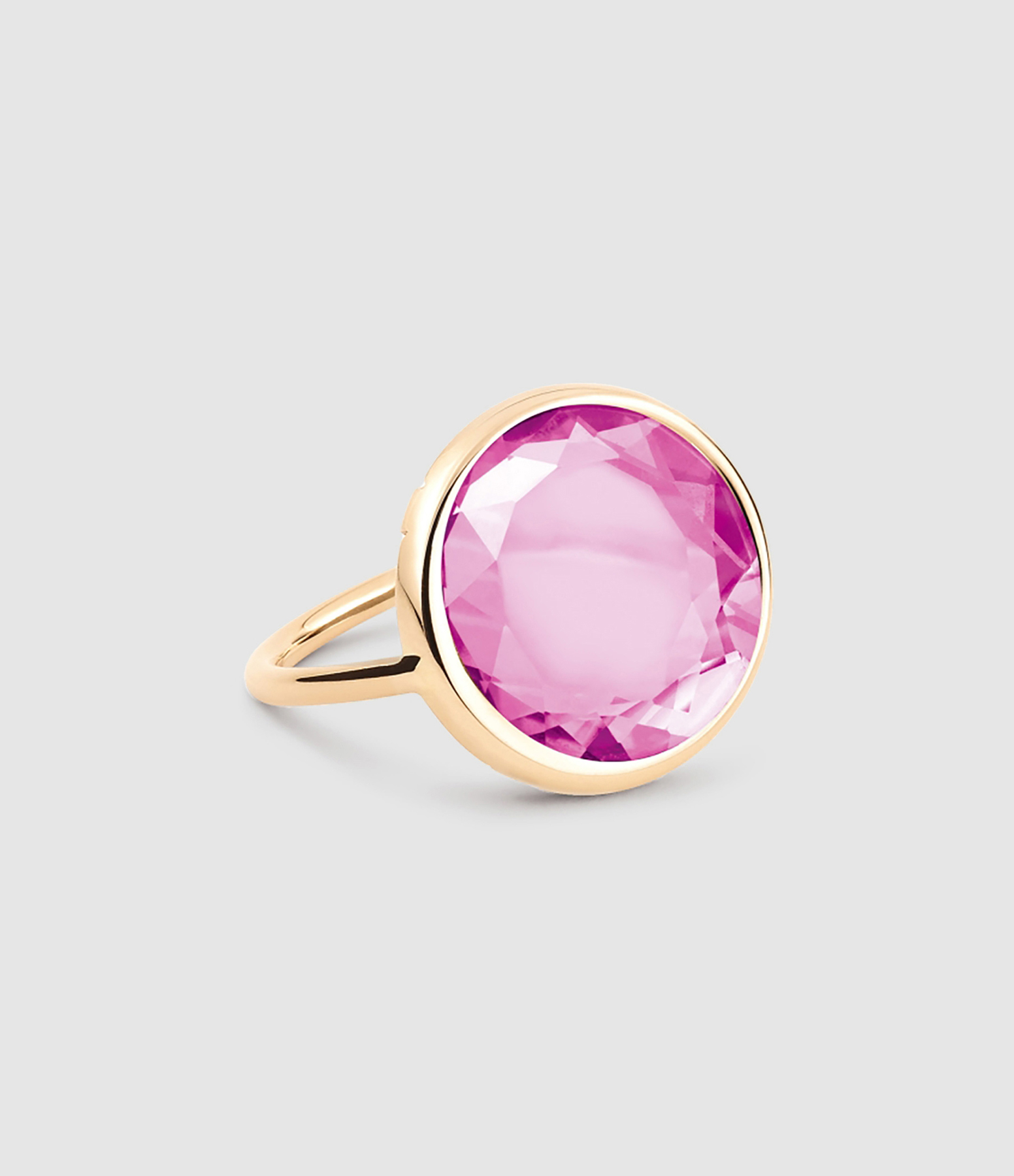 Bague Baby Disc Corindon Rose Or Rose