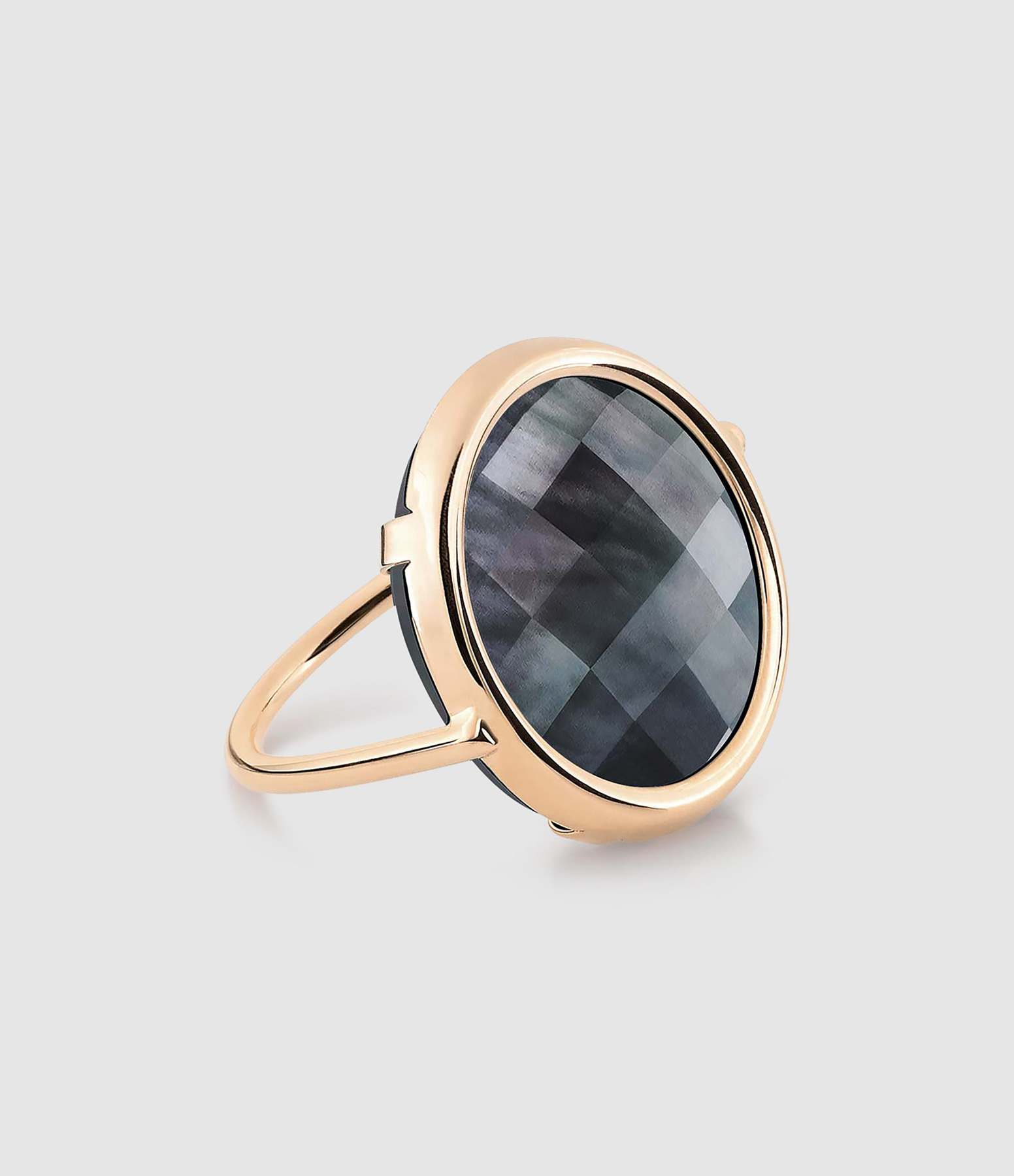 Bague Pixie Disc Nacre Noir Or Rose