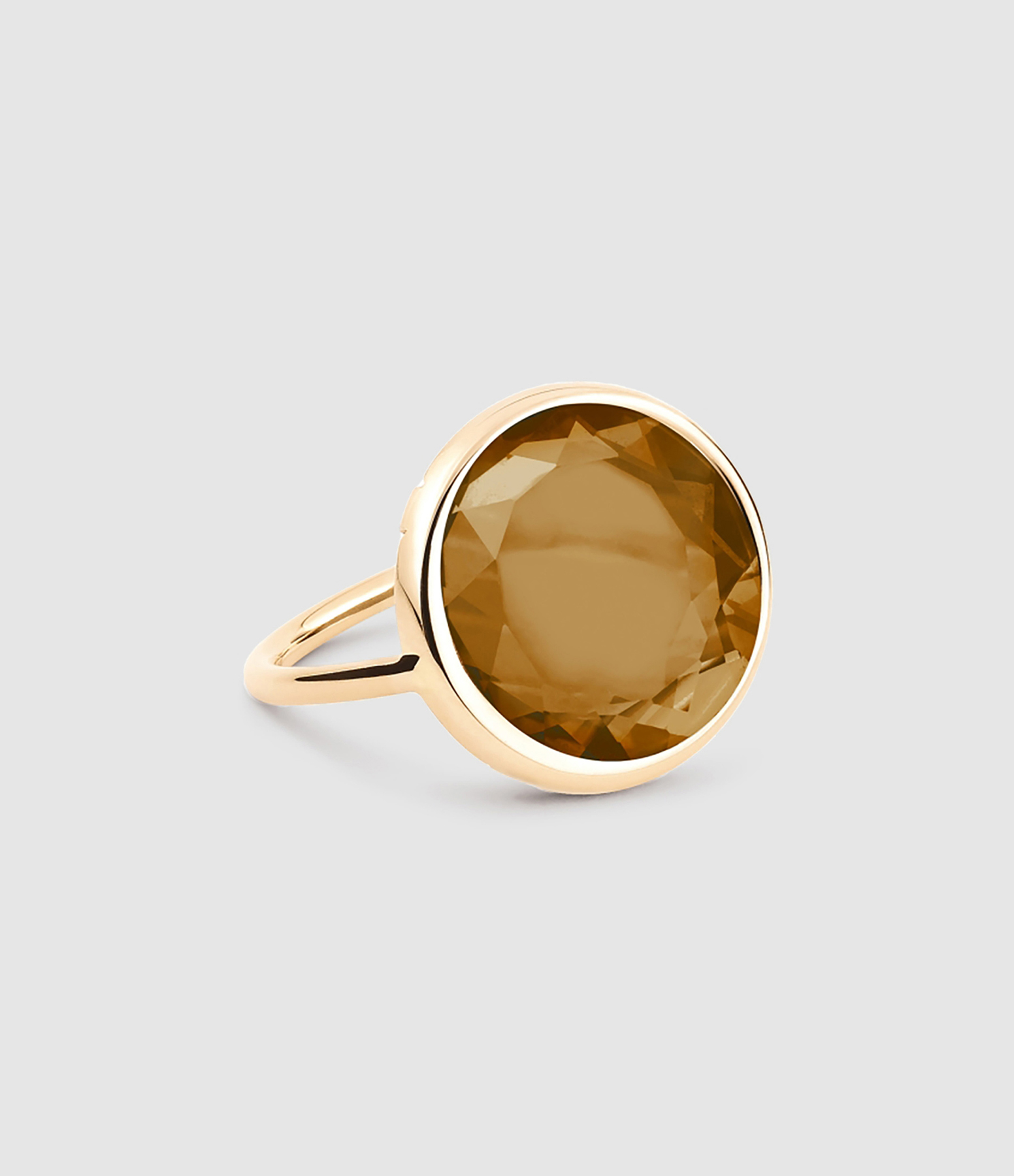 Bague Baby Disc Quartz Fumé Or Rose