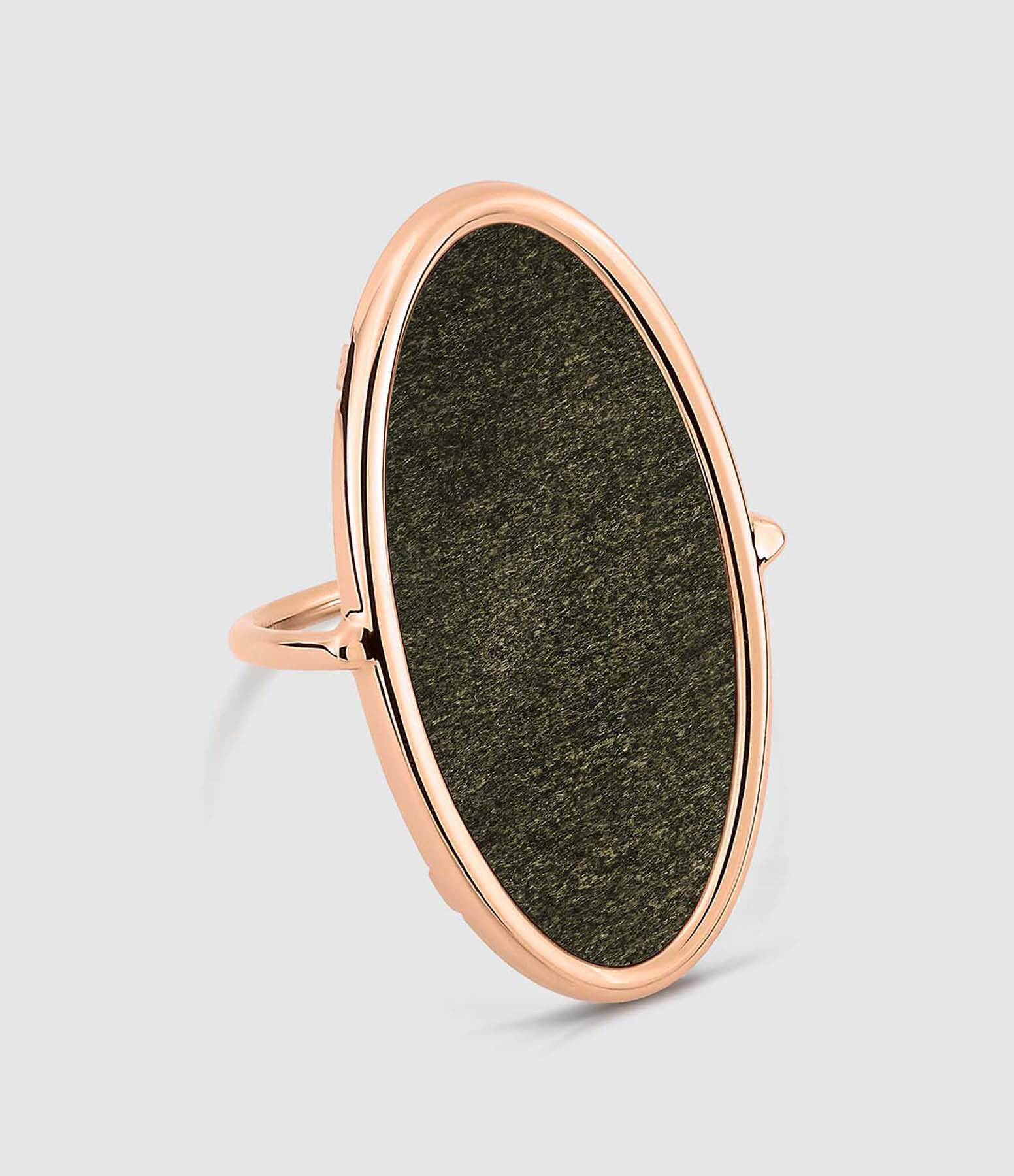 Bague Ellipse Obsidienne Or Rose