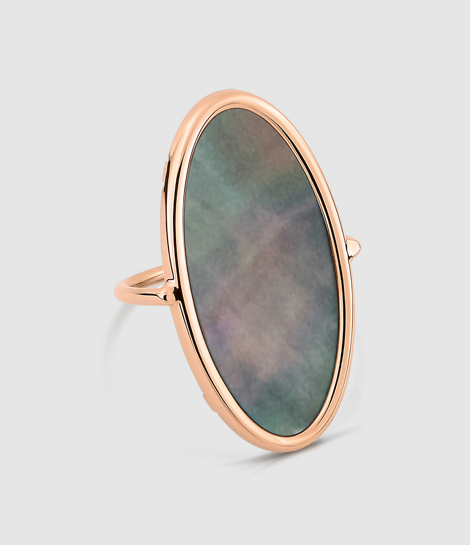 Bague Ellipse Nacre Noire Or Rose