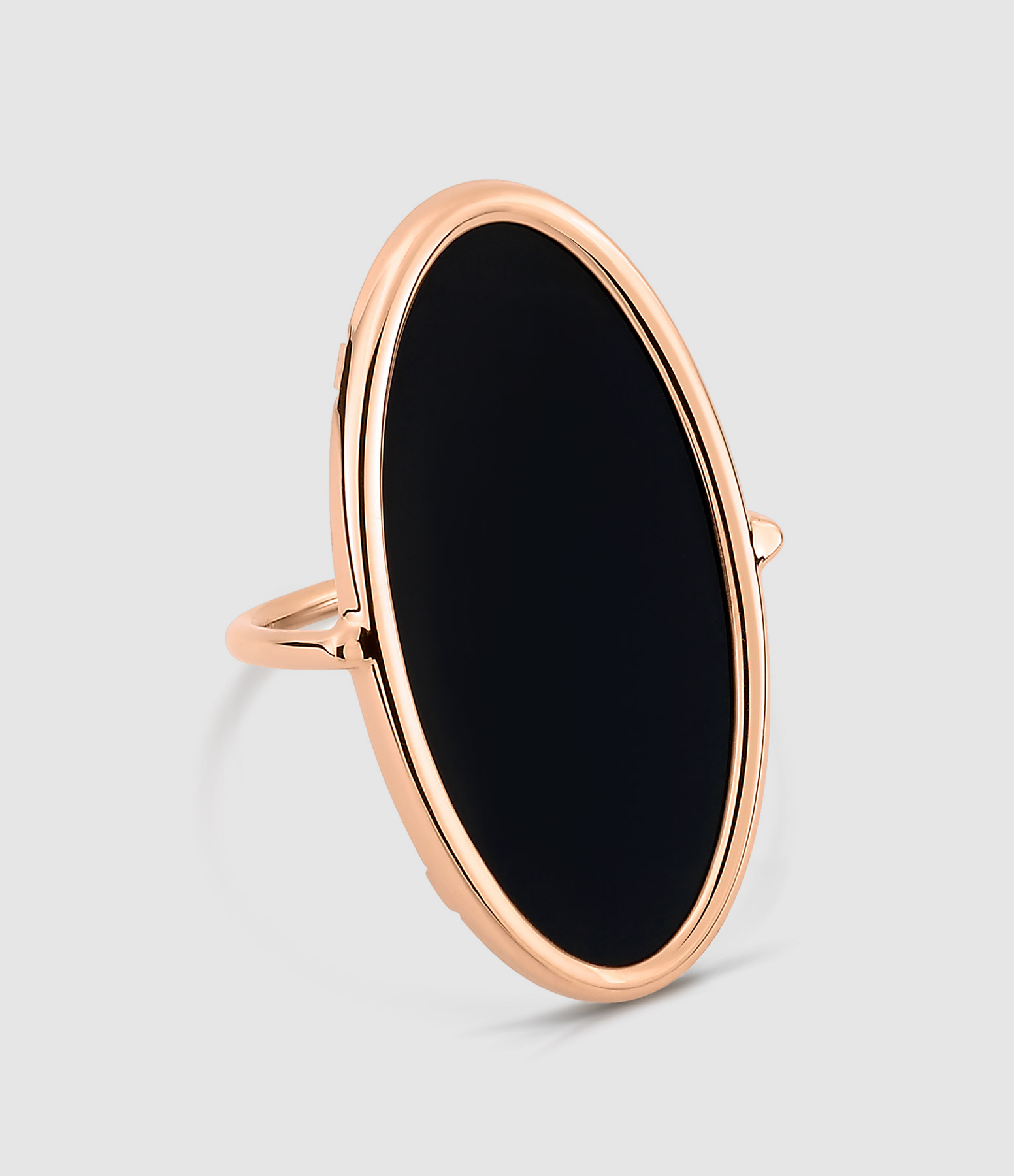 Bague Ellipse Or Rose Onyx