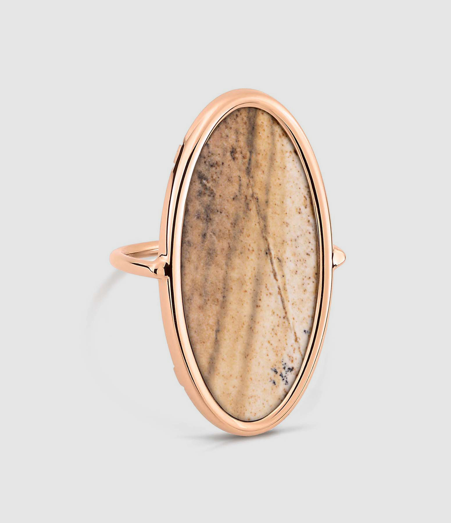 Bague Ellipse Jaspe Or Rose