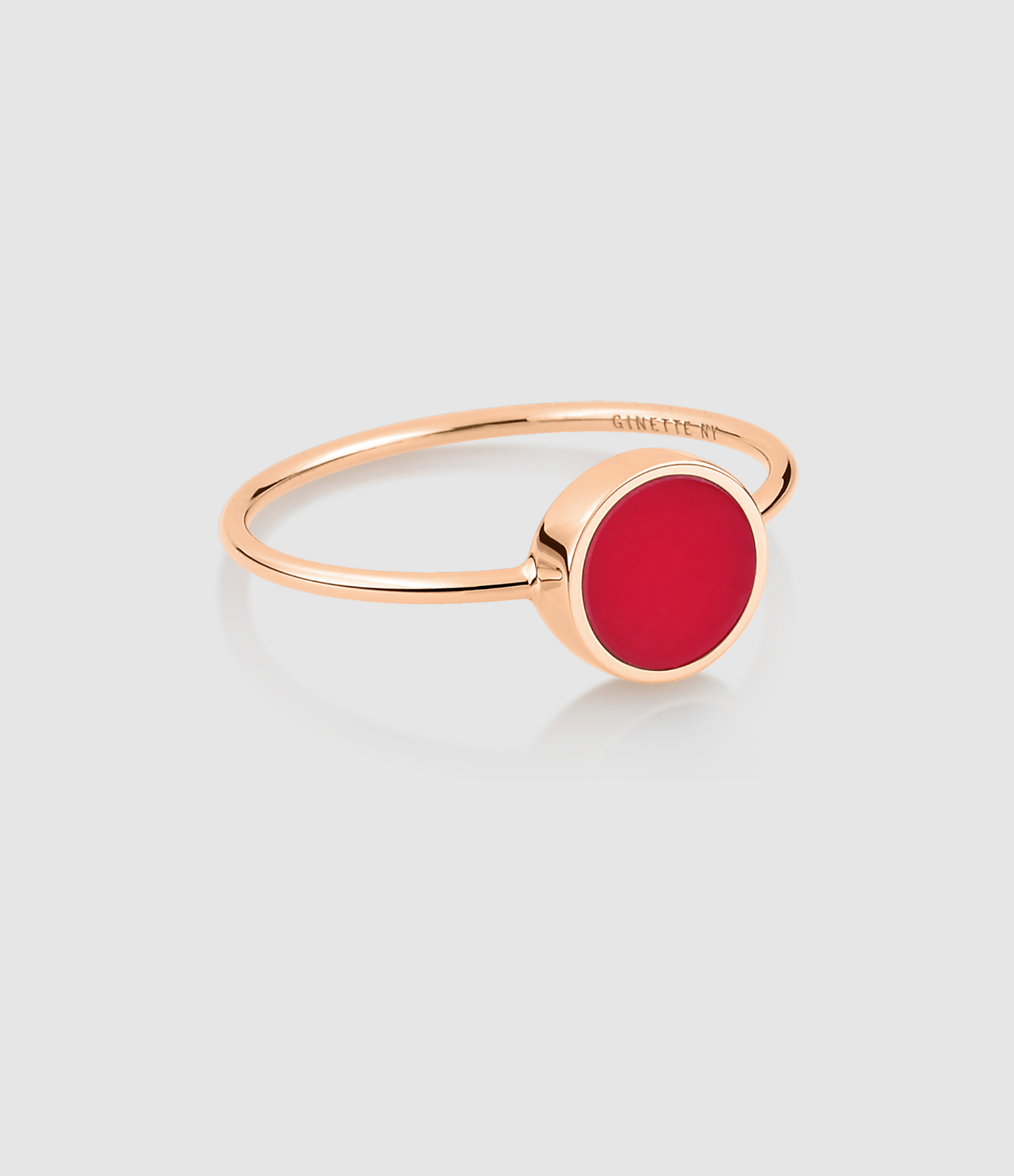 Bague Ever Mini Disc Corail Or Rose