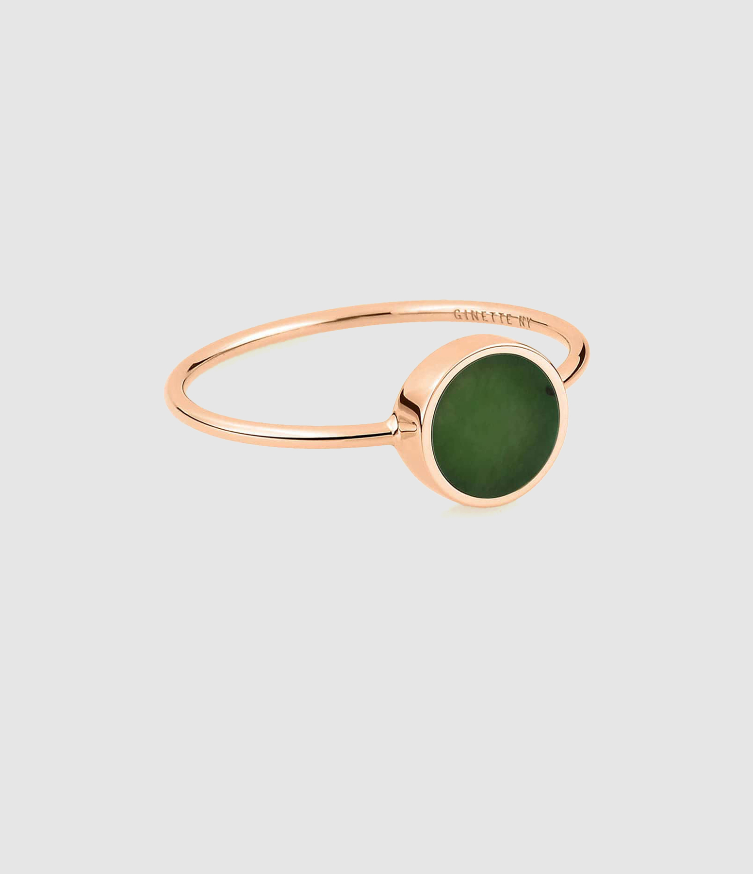 Bague Ever Mini Disc Jade Or Rose 