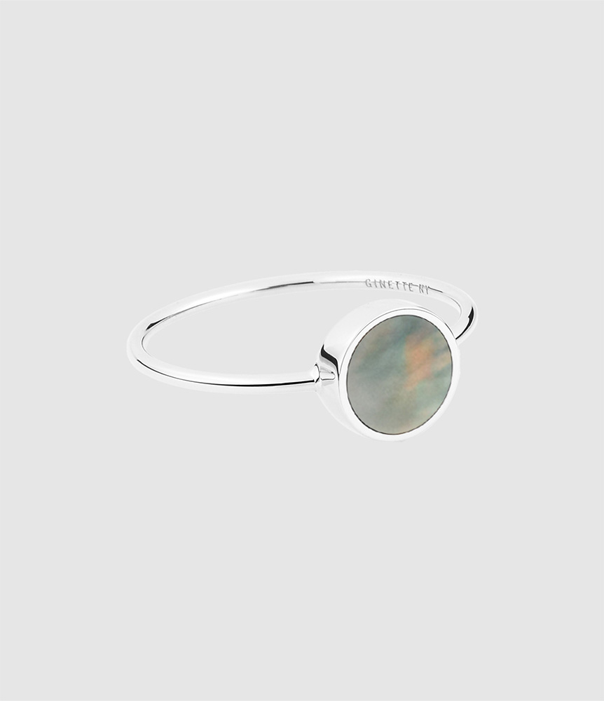 Bague Disc Ring Mini Ever Or Blanc Nacre Noir