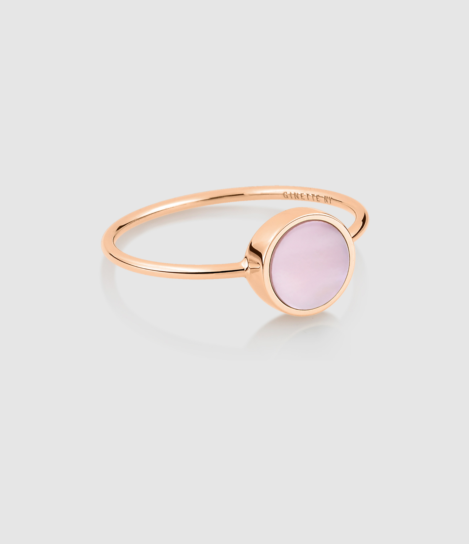Bague Ever Mini Disc Nacre Rose Or Rose