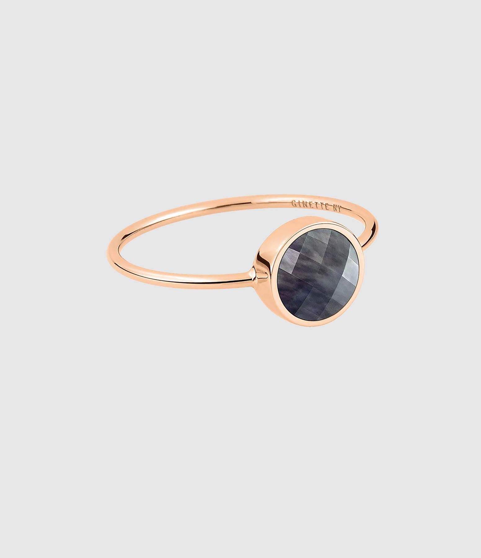 Bague Mini Pixie Ever Disc Nacre Noir Or Rose