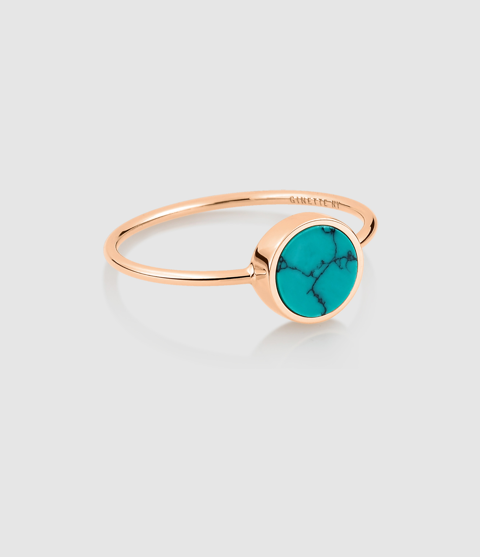 Bague Ever Mini Disc Turquoise Or Rose