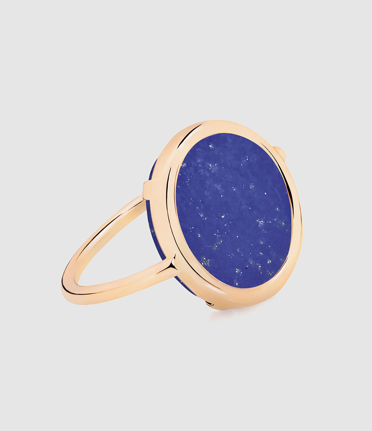 Bague Baby Disc Lapis Lazuli Or Rose