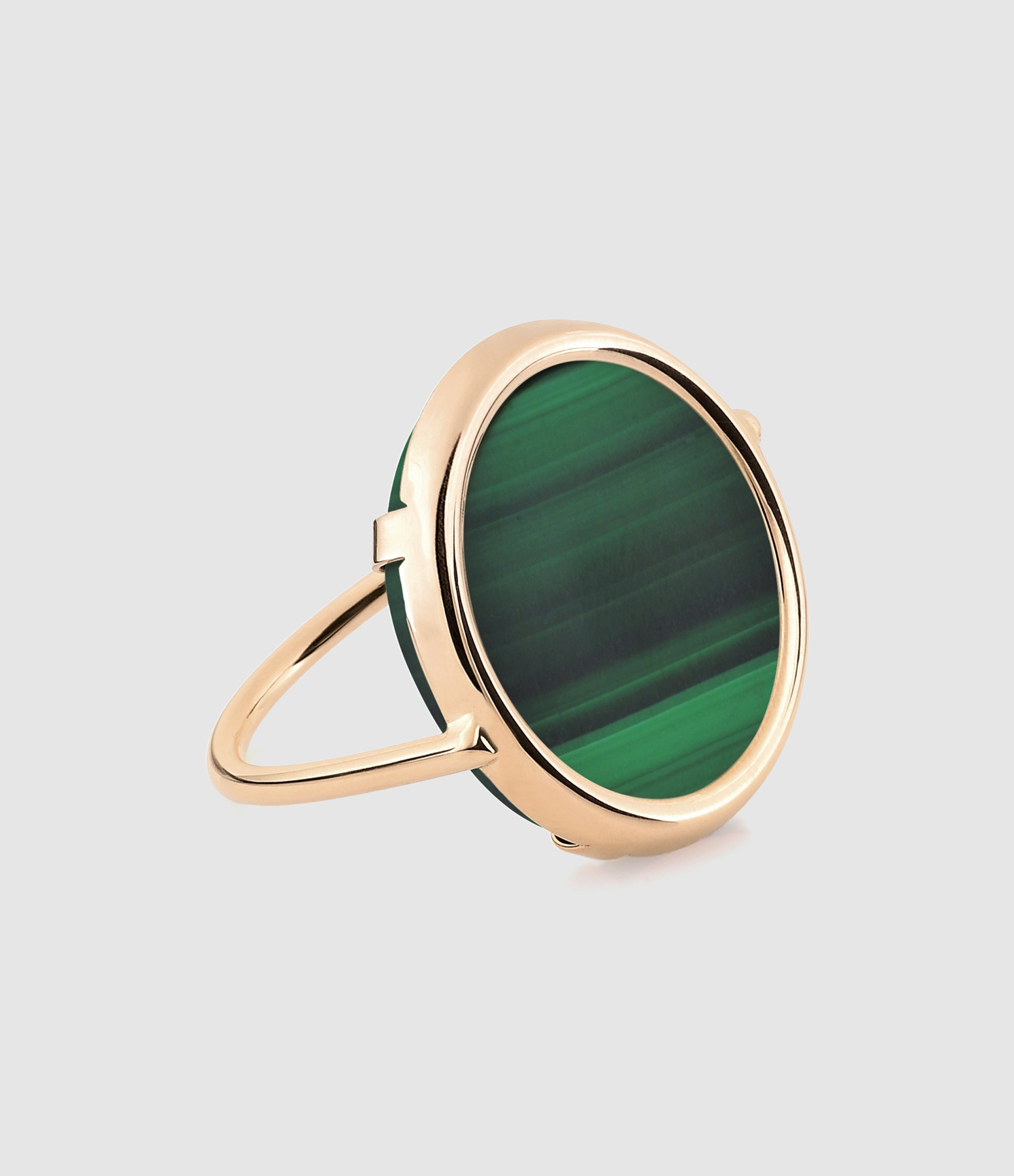Bague Disc Malachite Or Rose
