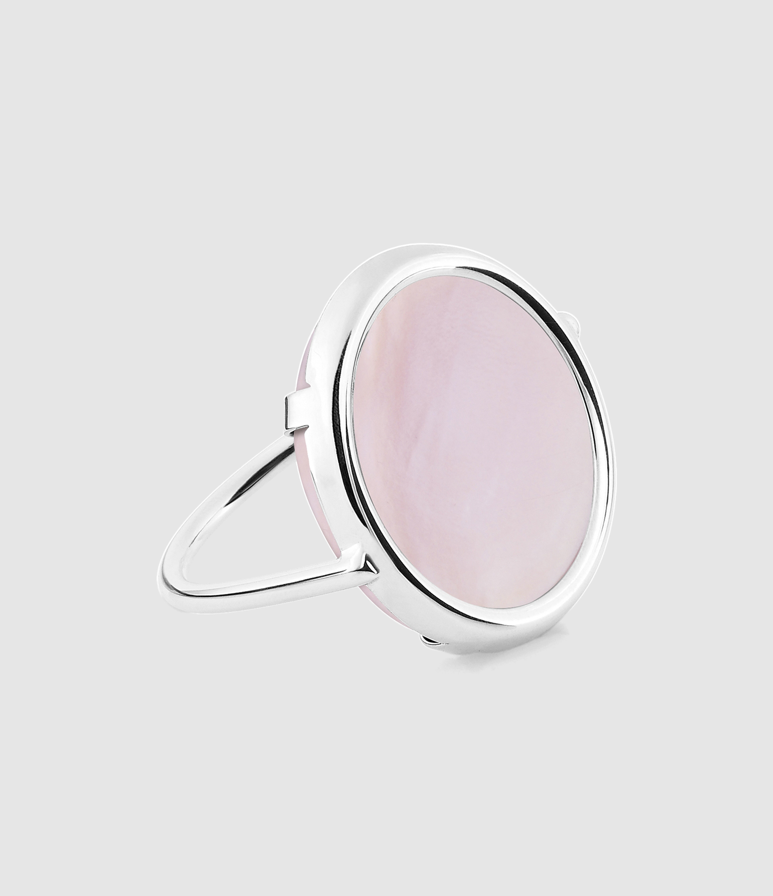 Bague Disc Nacre Rose Or Blanc