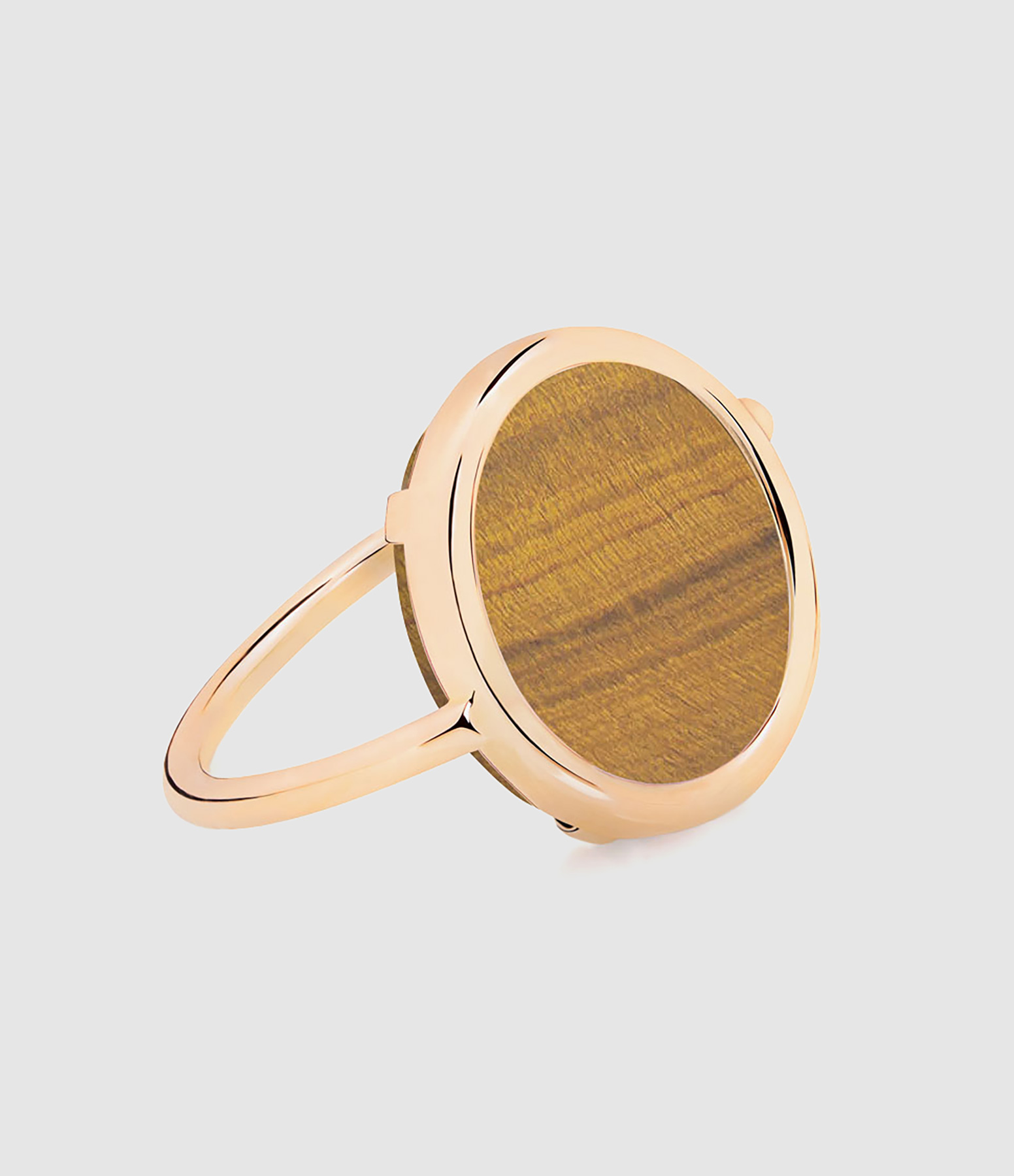 Bague Baby Disc Œil de Tigre Or Rose