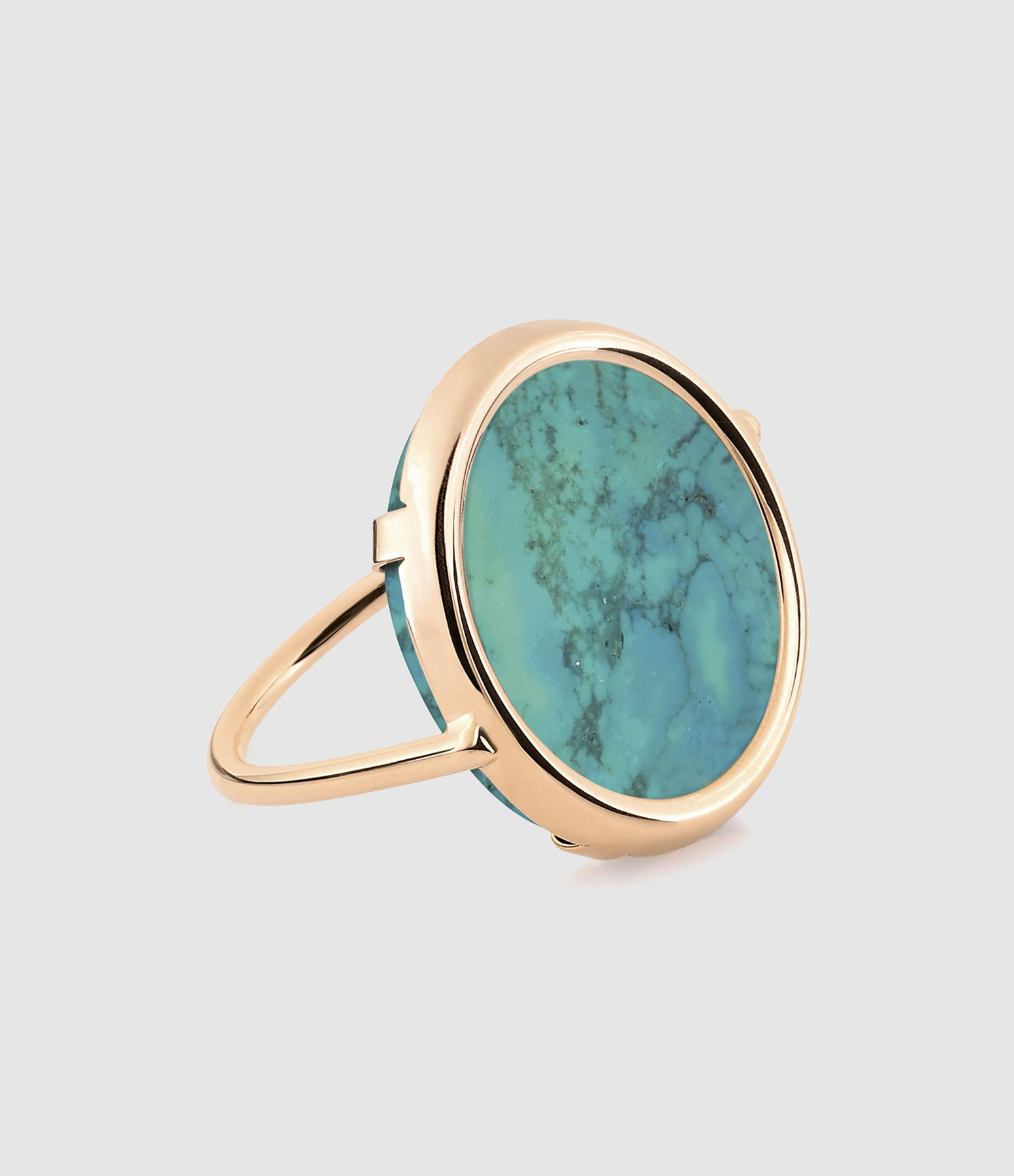 Bague Disc Turquoise Or Rose