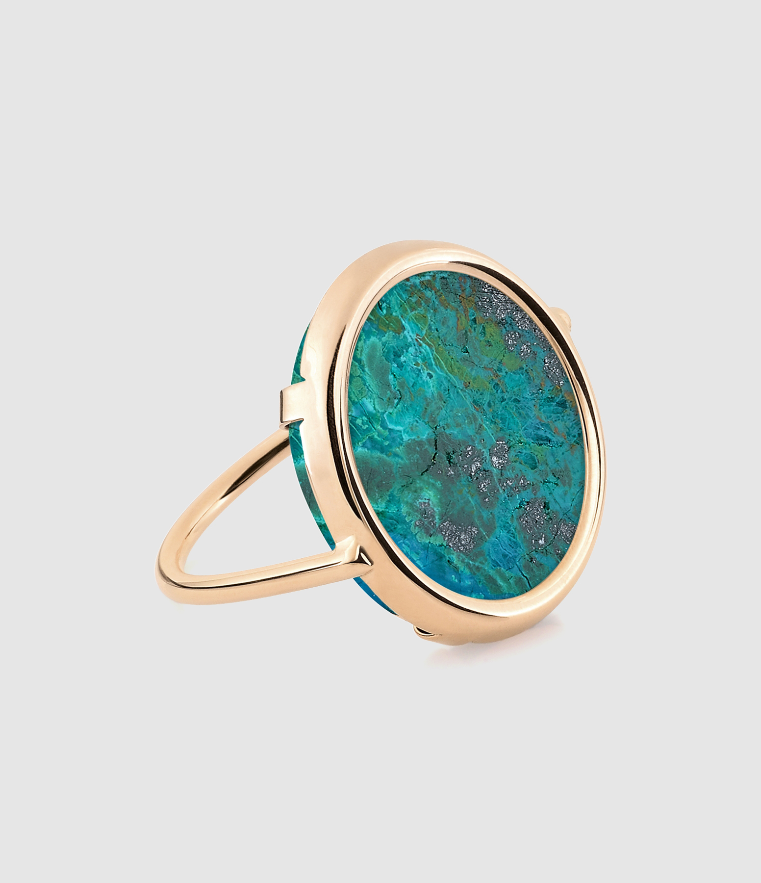 Bague Disc Chrysocolle Or Rose