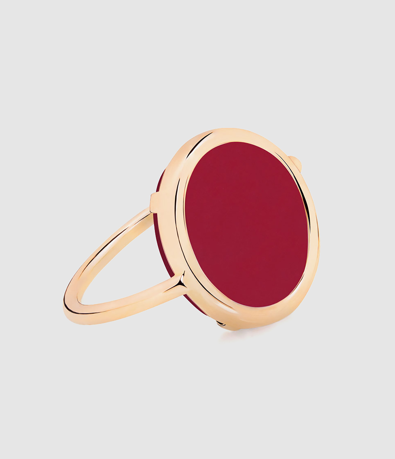 Bague Baby Disc Corail Or Rose