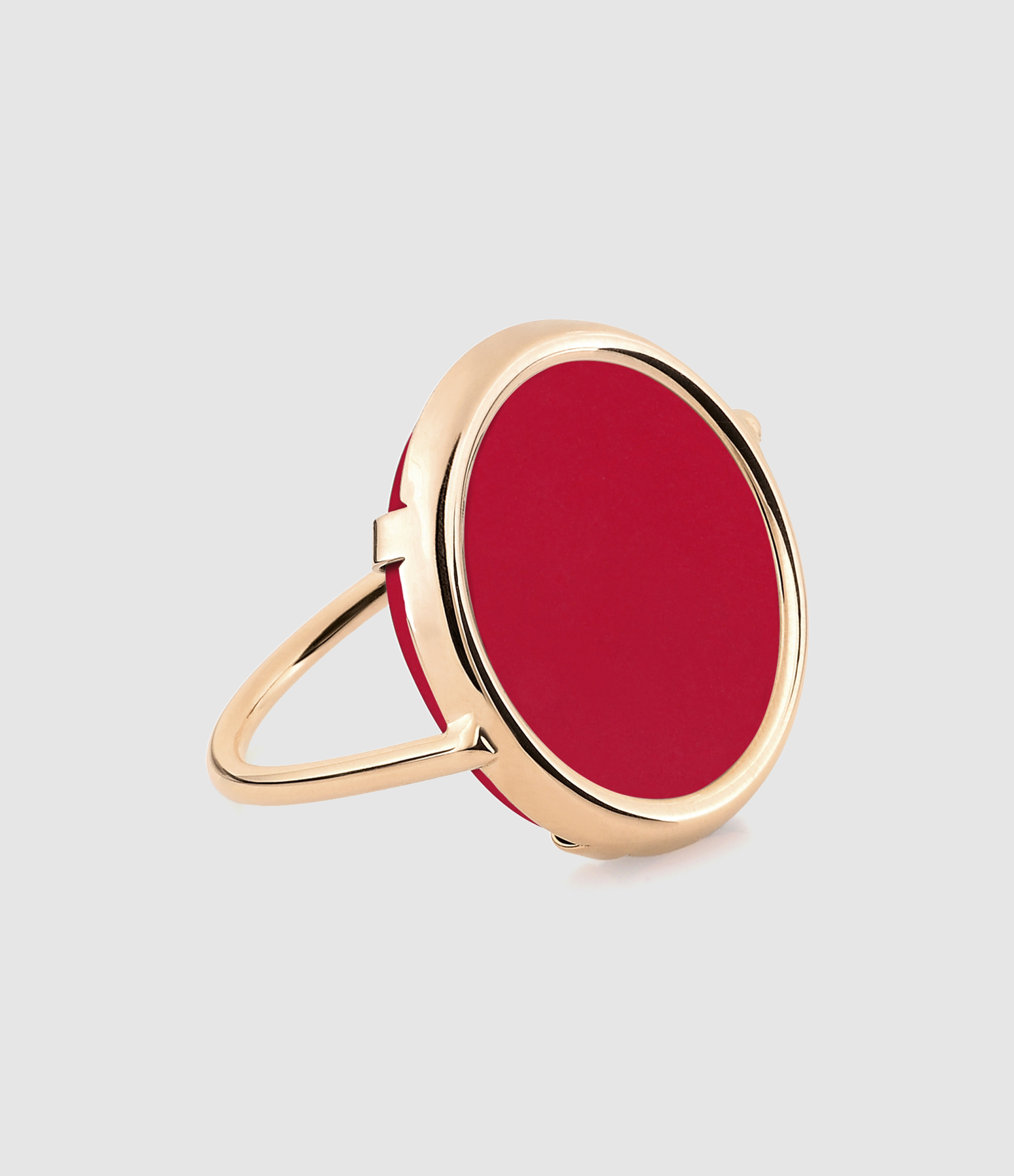 Bague Disc Corail Or Rose
