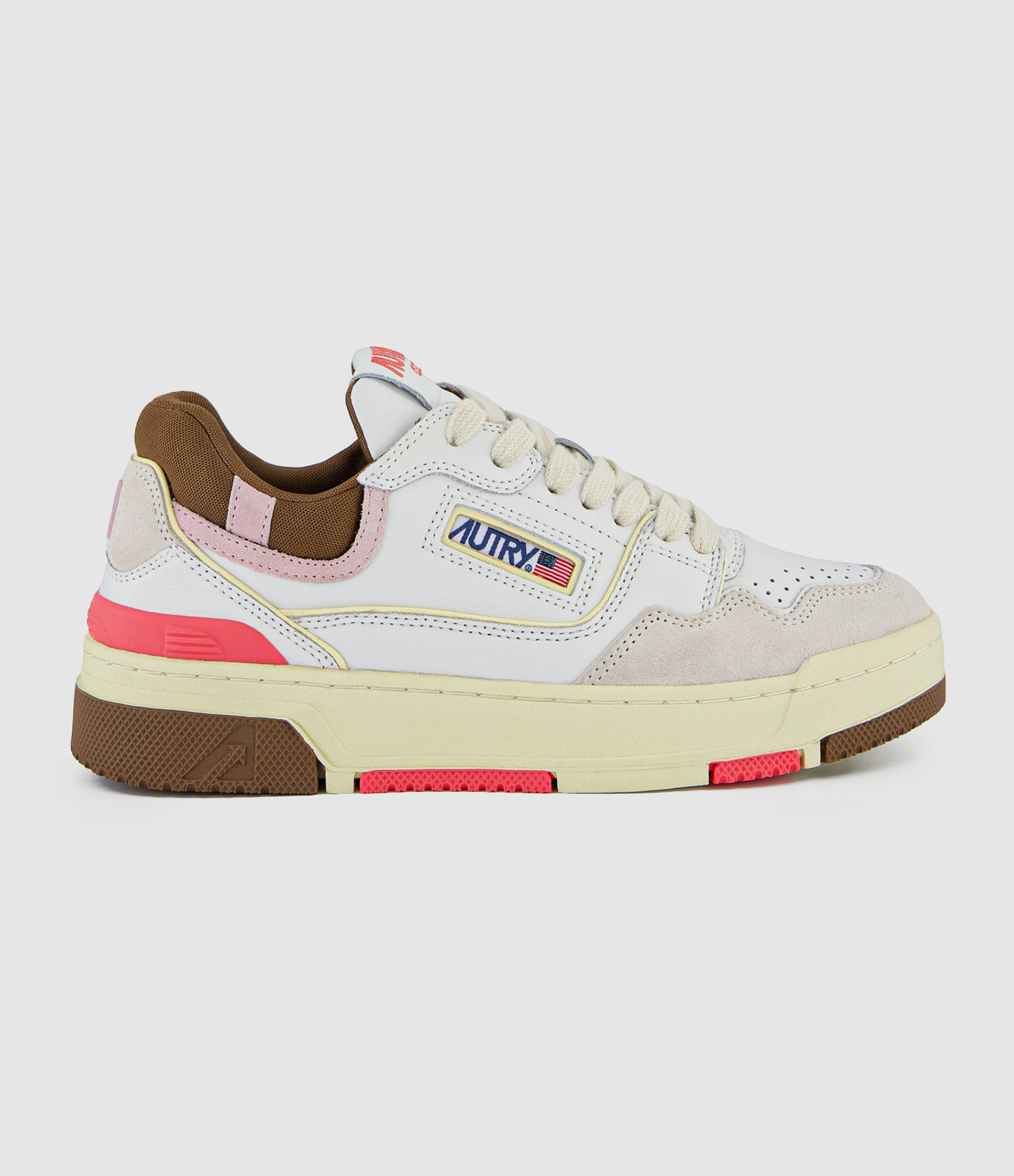 Baskets CLC Cuir Blanc, Marron, Rose