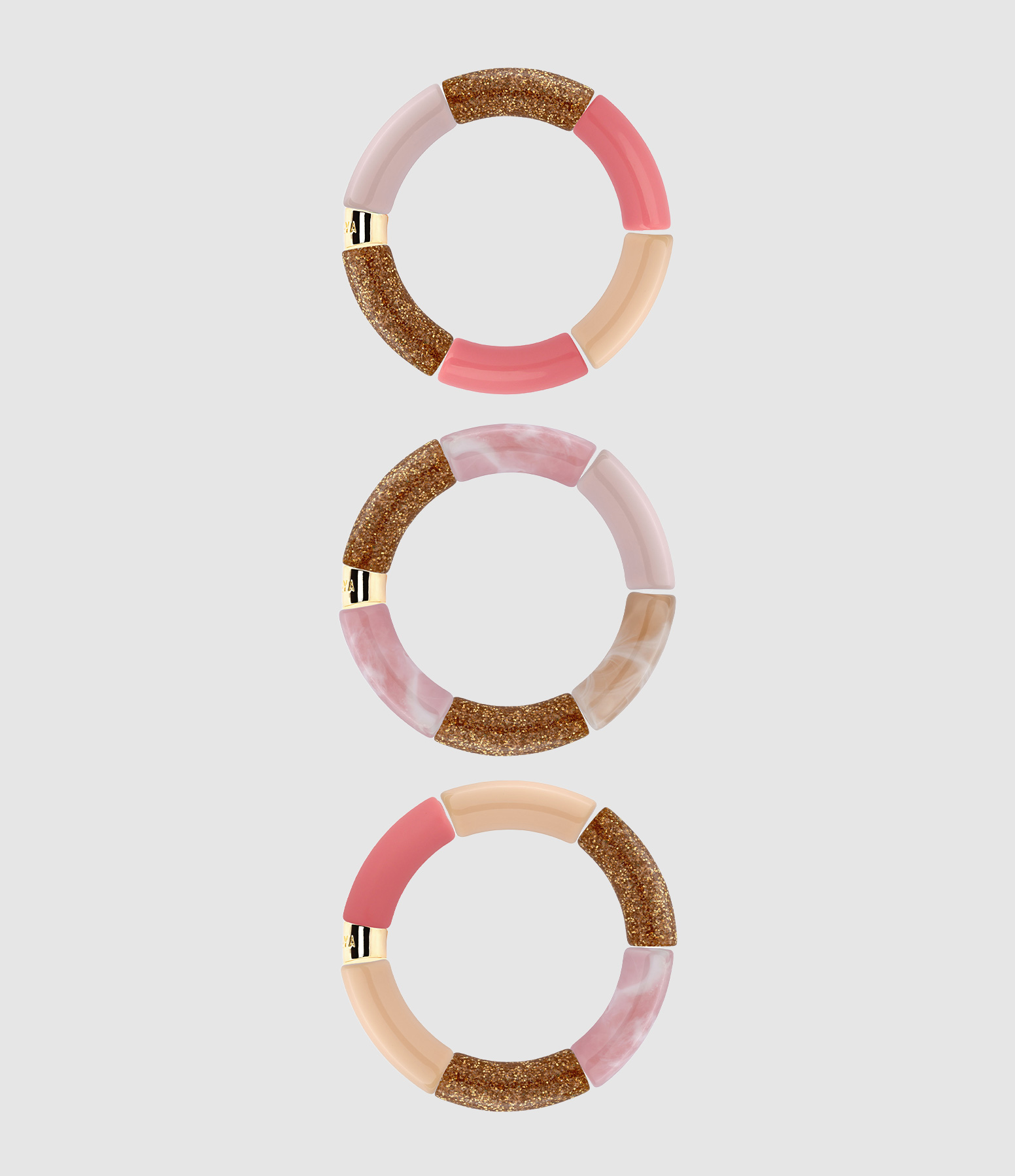 Bracelets Trio Rosa Ouro Rose