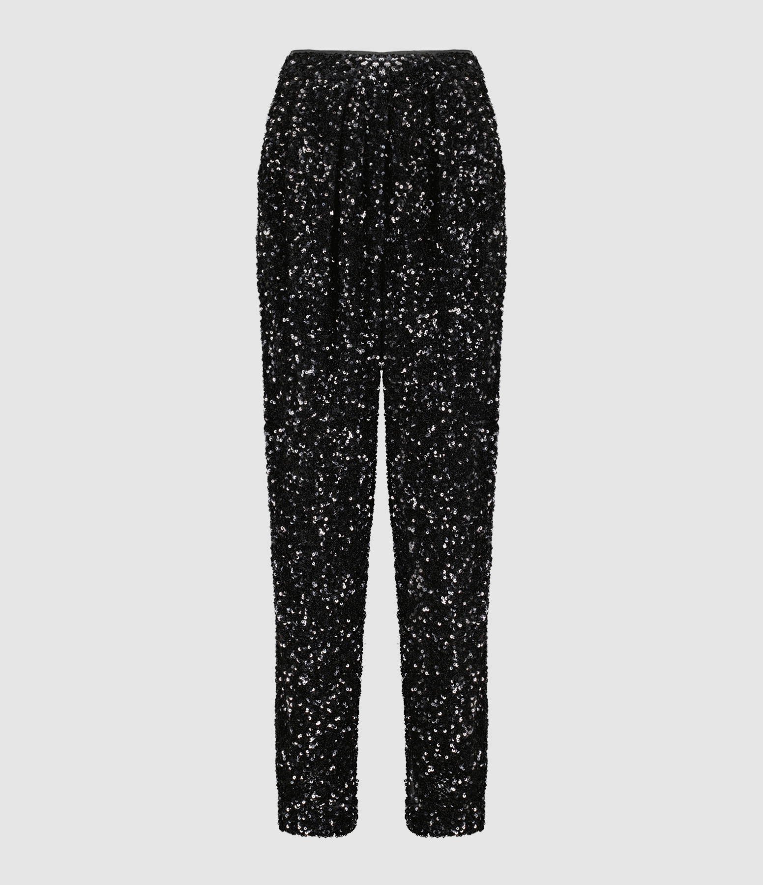 Pantalon Taille Haute Sequins Noir