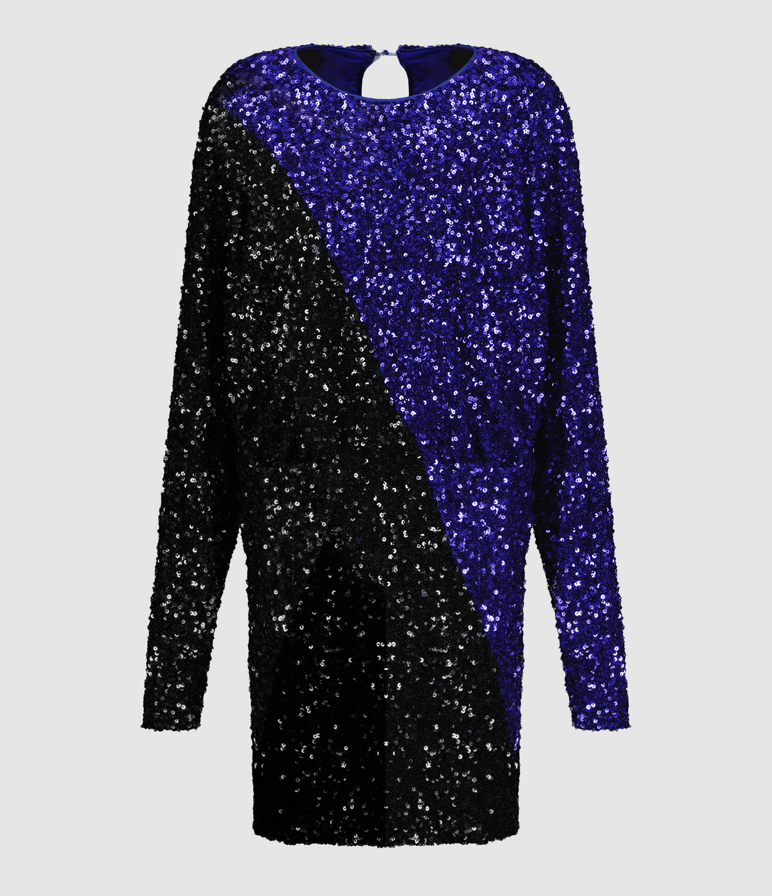Robe Mini Bicolore Sequins Noir Bleu