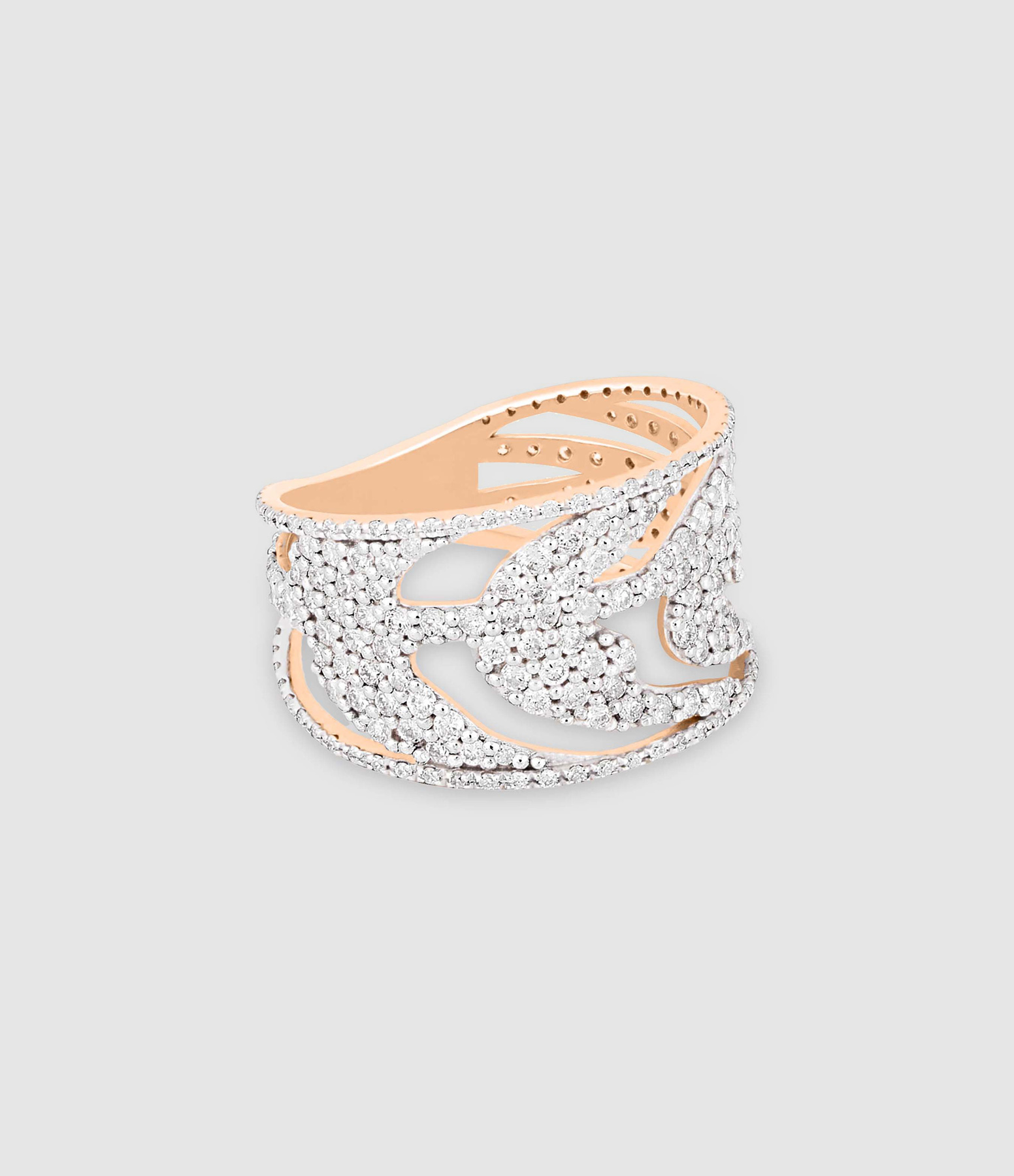 Bague Palms Diamants Or Rose