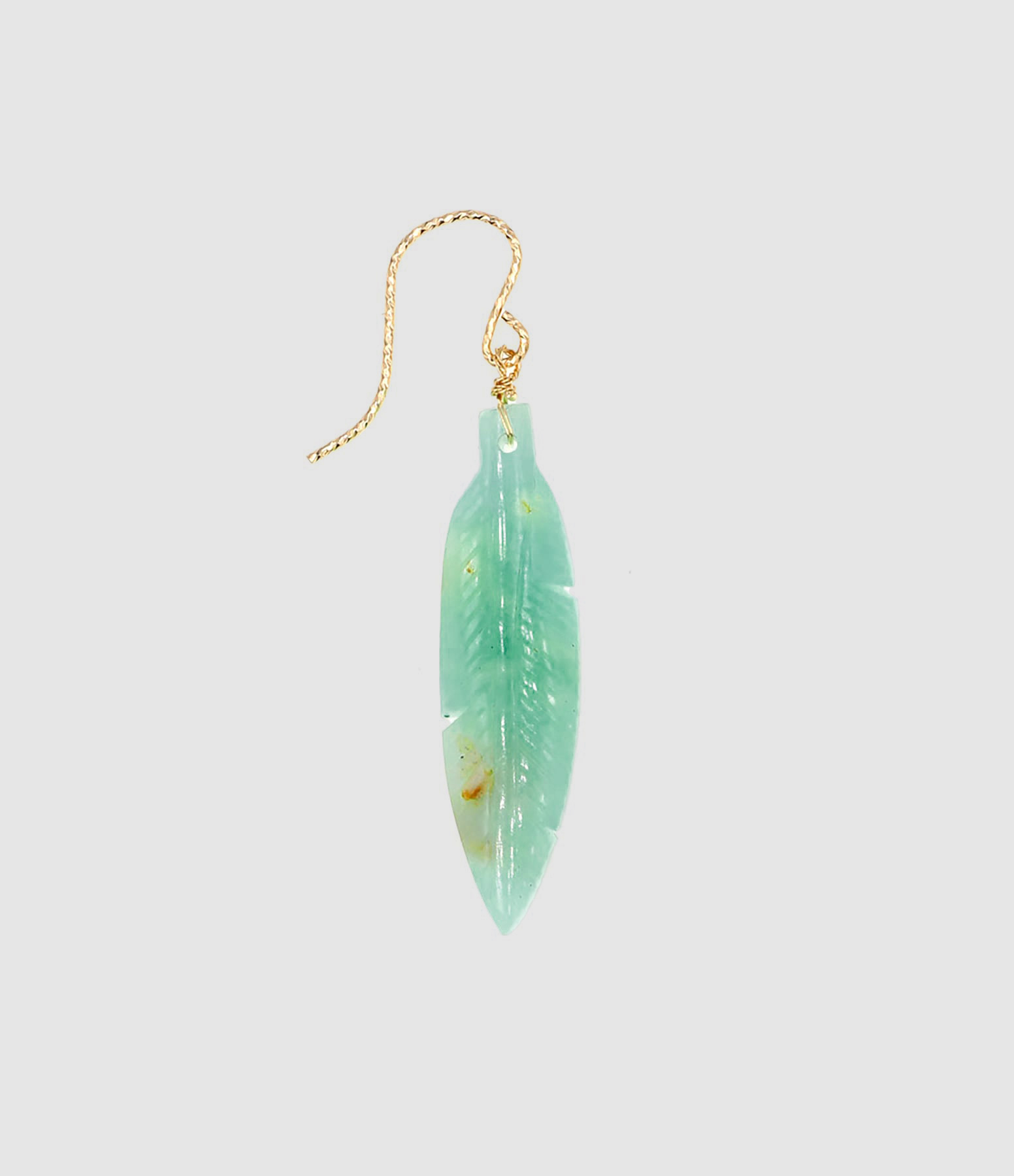 Boucle d'oreille Plume Chrysoprase (vendue à l'unité)