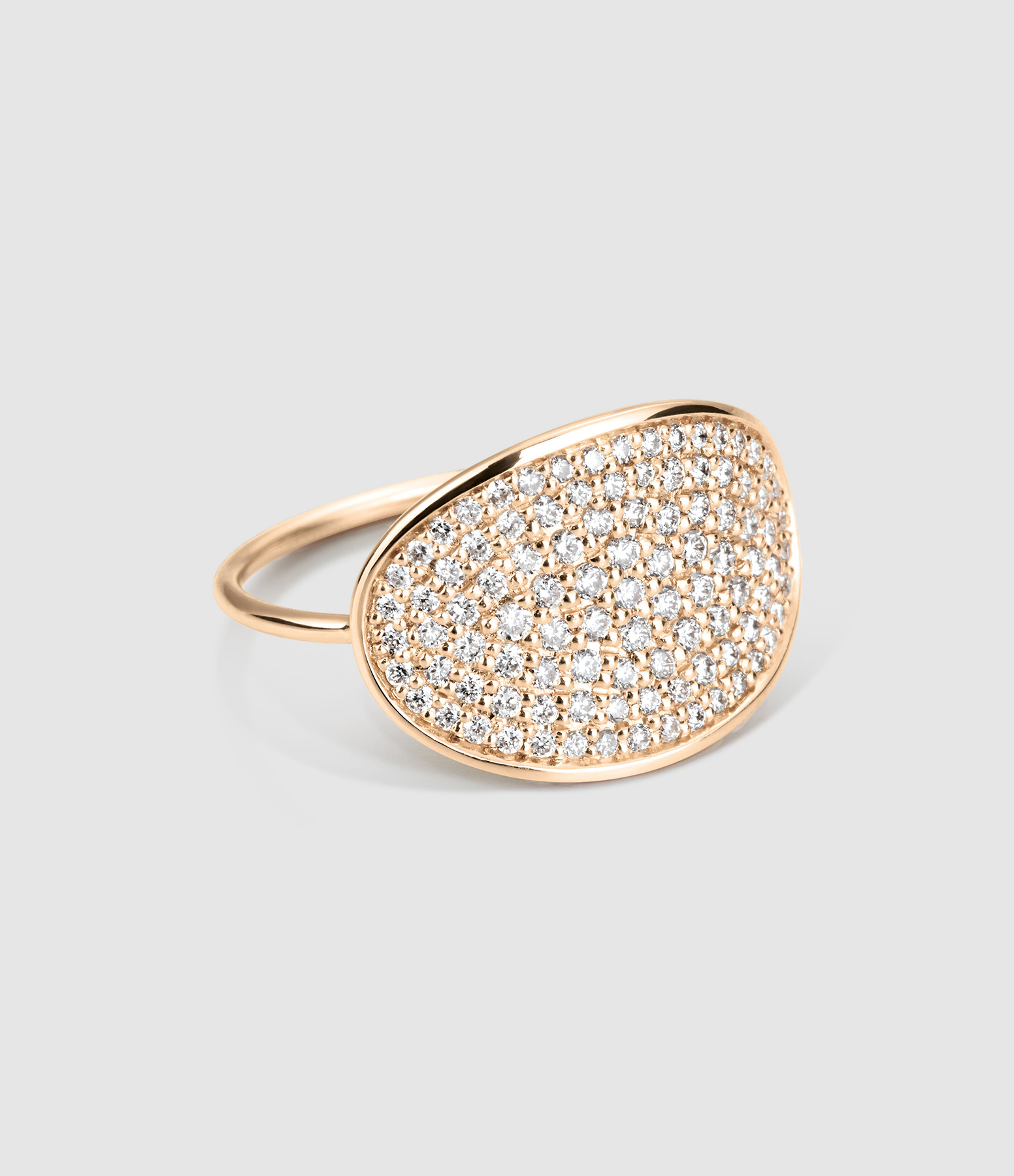 Bague Ellipses & Sequins Large Or Rose Diamants