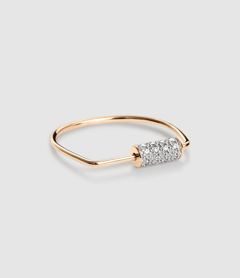 Bague Mini Straw Or Rose Diamants