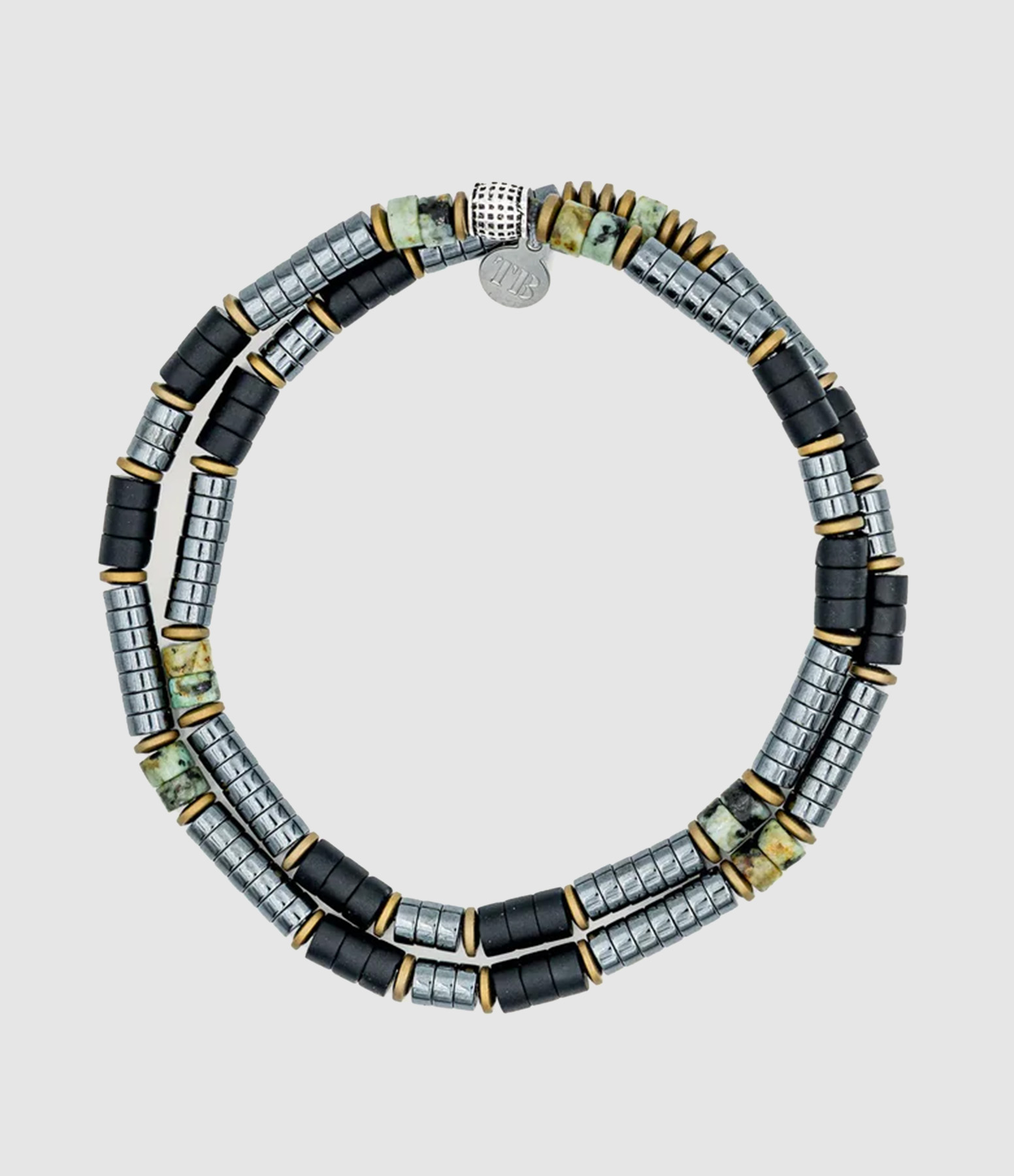 Collier Et Bracelet 2 Tours Saint Valentin Gris 38 cm