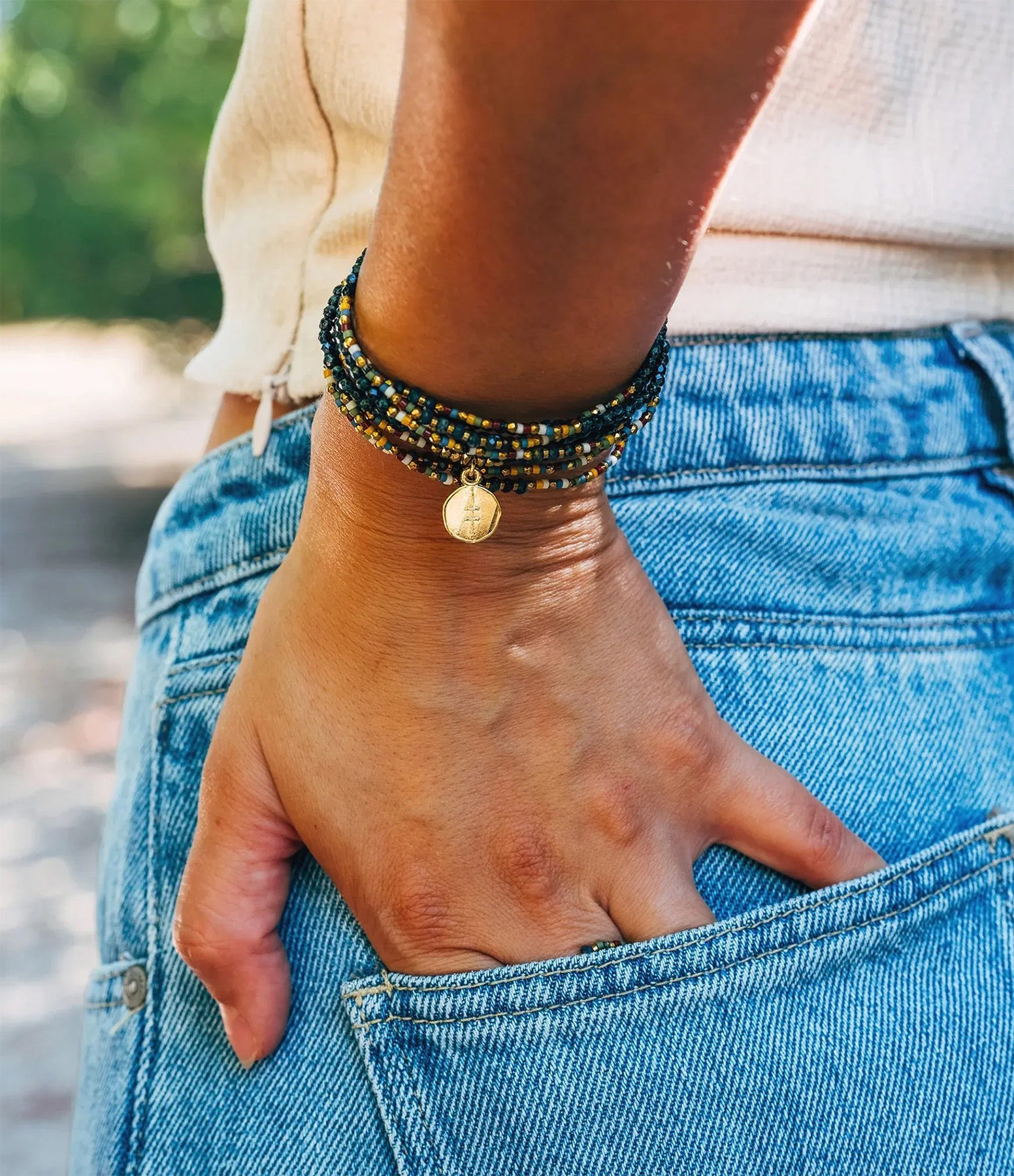 Collier Et Bracelet 3 Tours Sigil Noir Rock & Multicolore