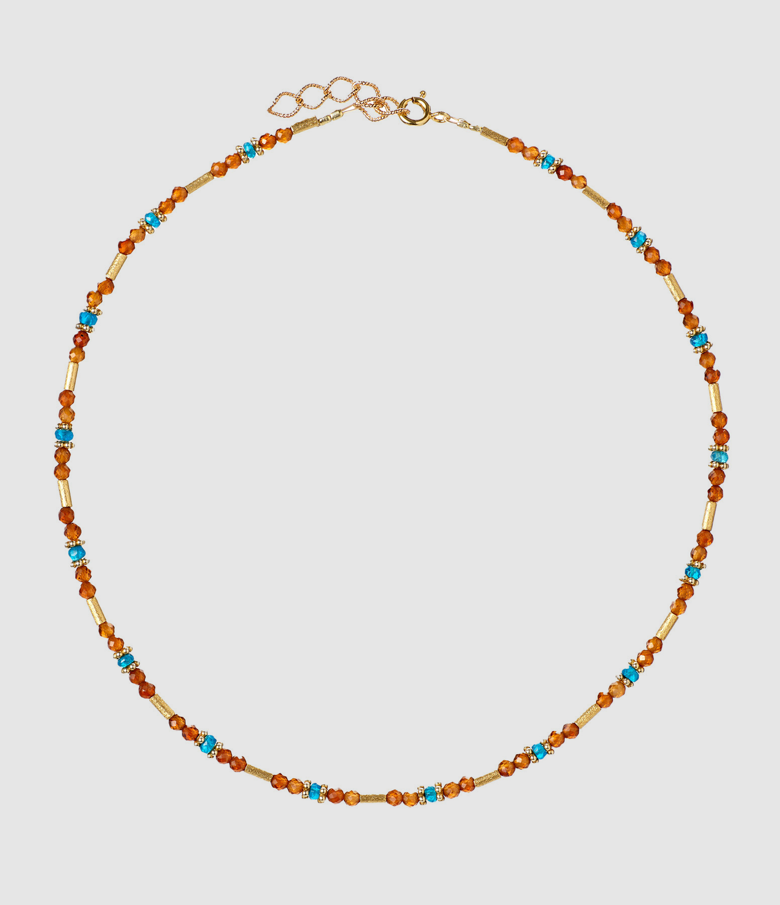 Collier Sati Grenat Hessonite Apatite Argent Doré